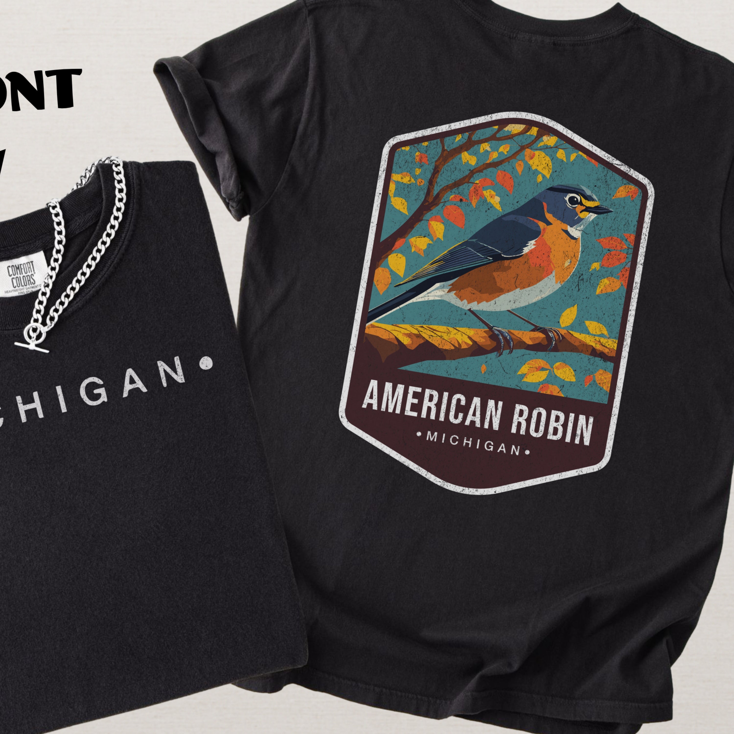 American Robin Michigan State Bird Souvenir Tee, Comfort Colors Shirt