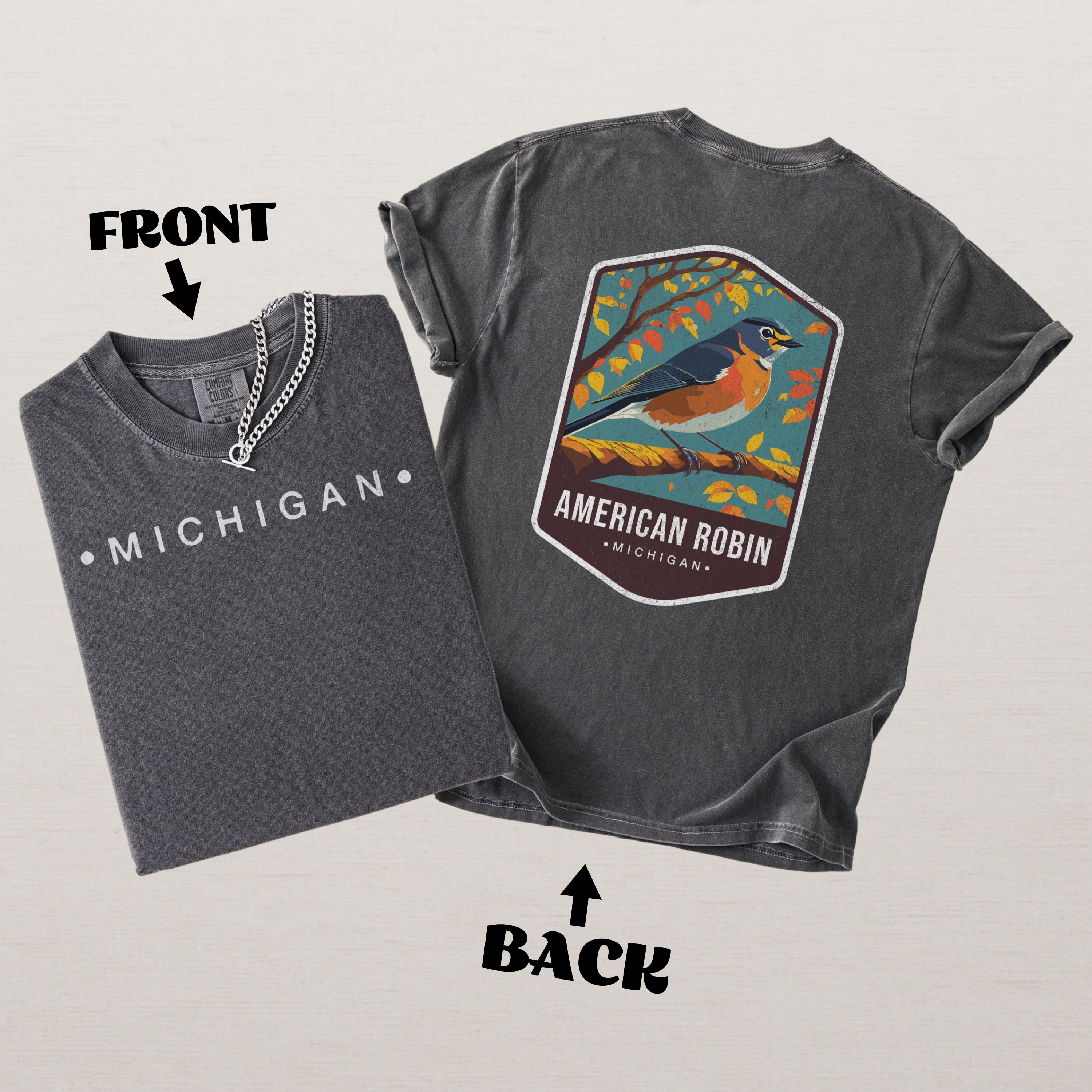 American Robin Michigan State Bird Souvenir Tee, Comfort Colors Shirt