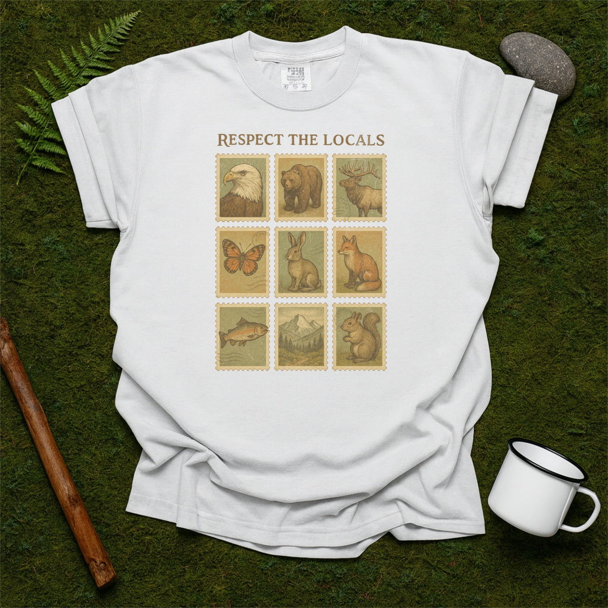 Respect The Locals Wildlife Vintage Postal Stamp Comfort Colors T Shirt