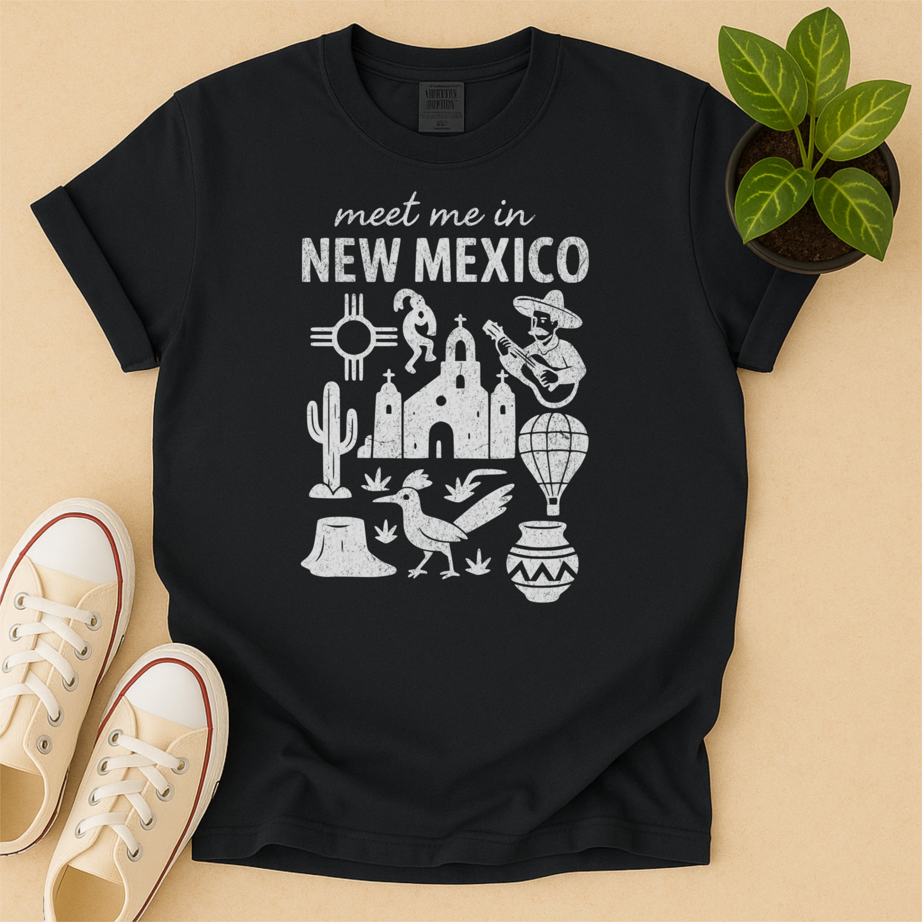 Meet Me In New Mexico Distressed Vintage Landmark State Shirt