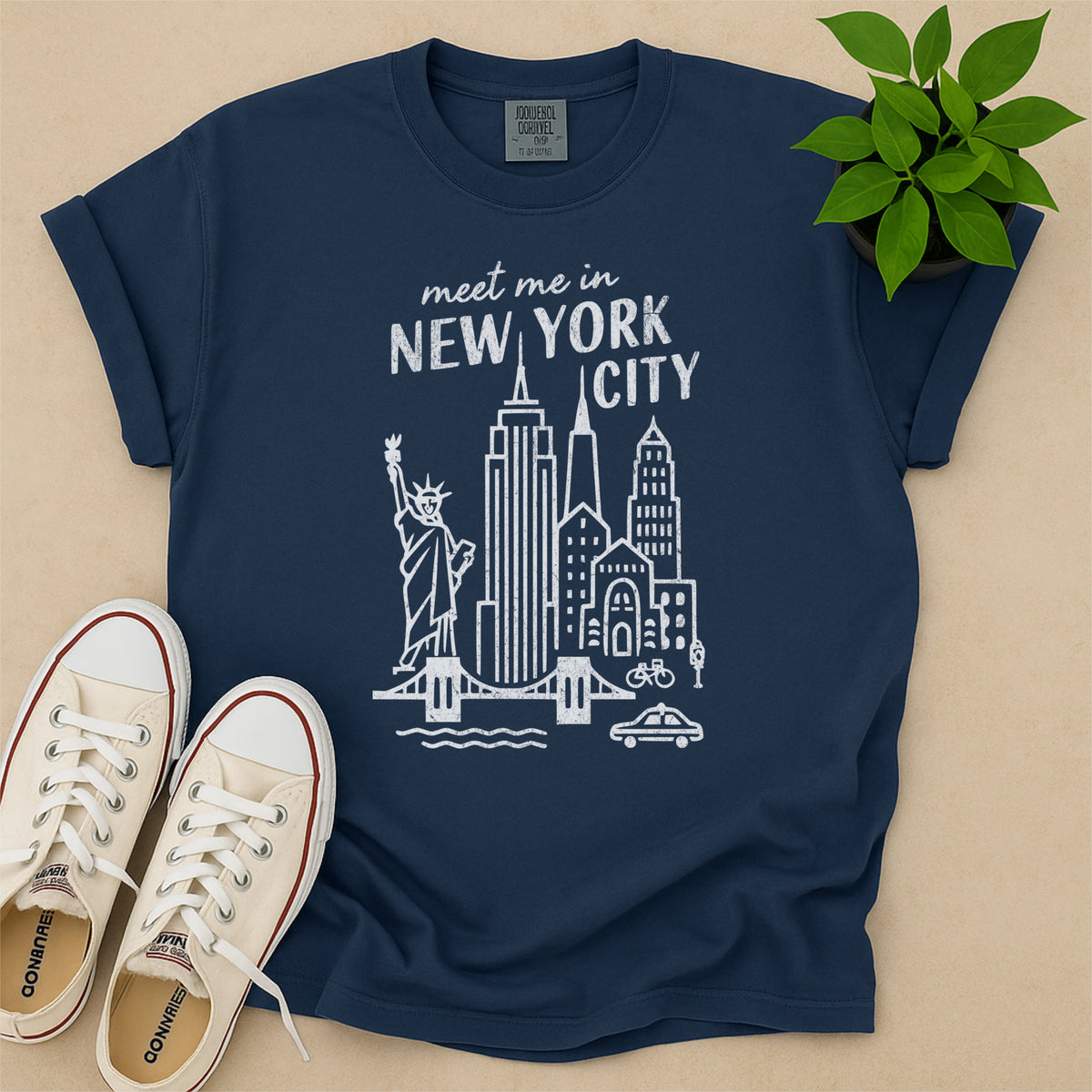 Meet Me In New York Distressed Vintage Landmark State Shirt