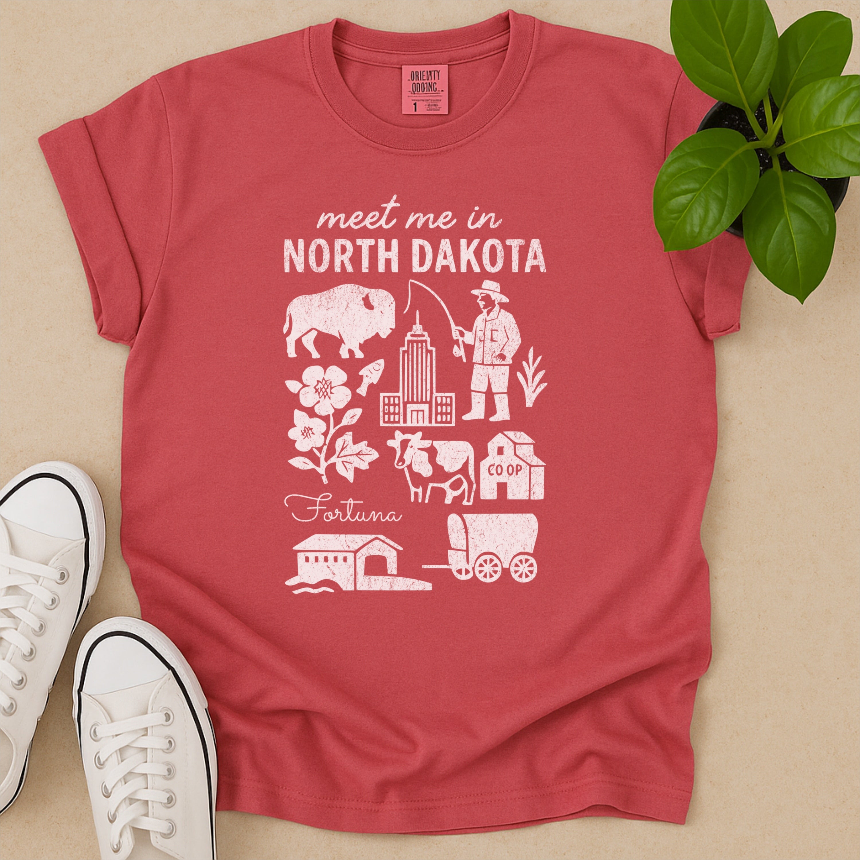 Meet Me In North Dakota Distressed Vintage Landmark State Shirt