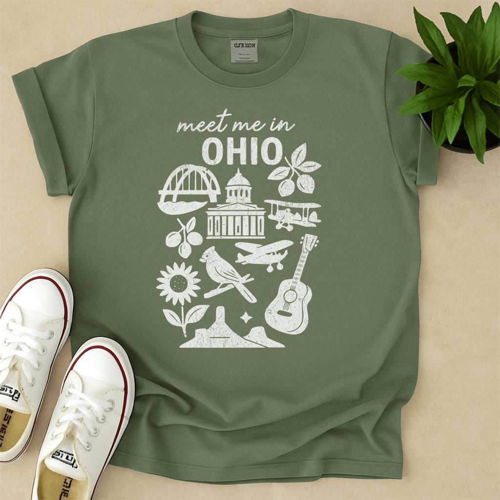 Meet Me In Ohio Distressed Vintage Landmark State Shirt