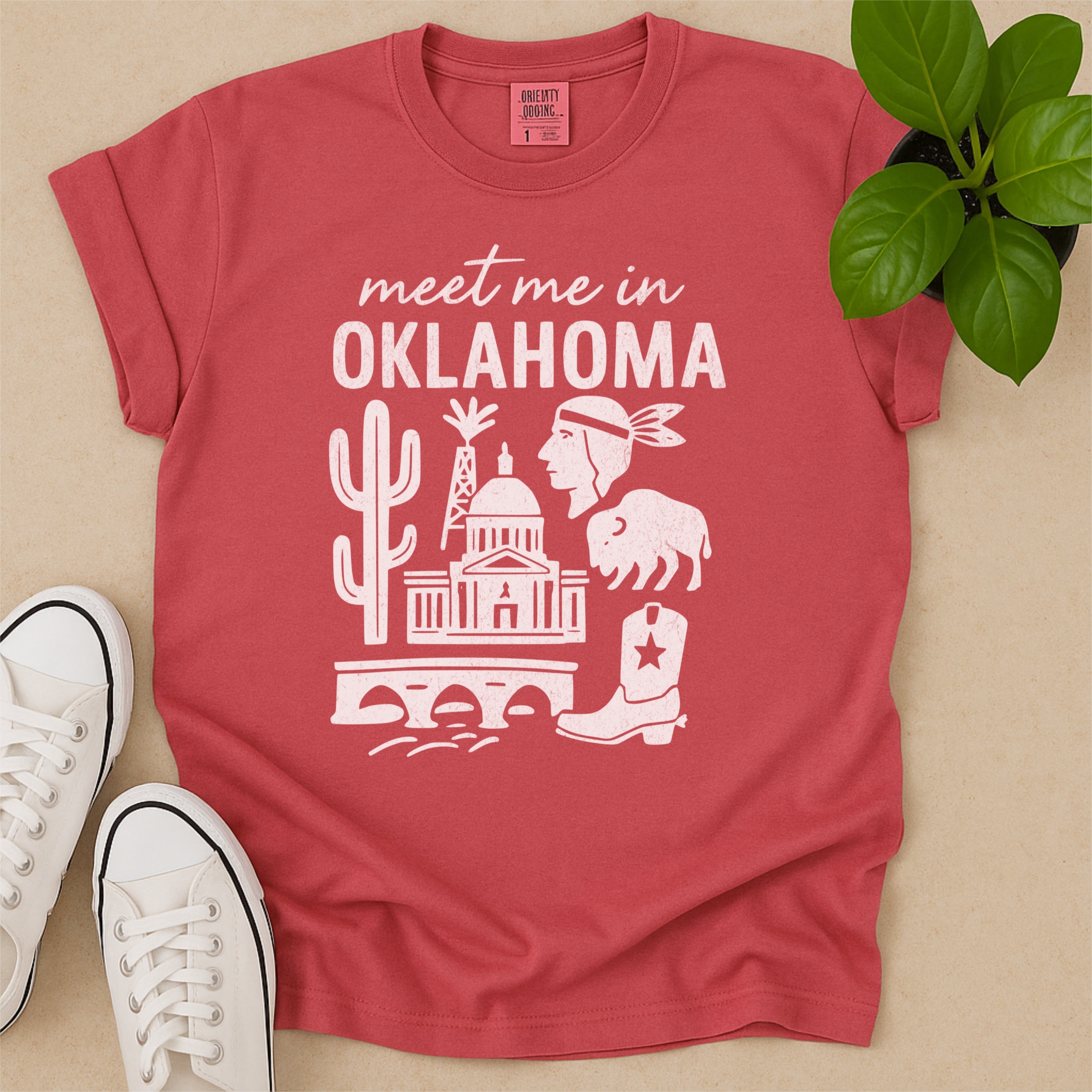 Meet Me In Oklahoma Distressed Vintage Landmark State Shirt
