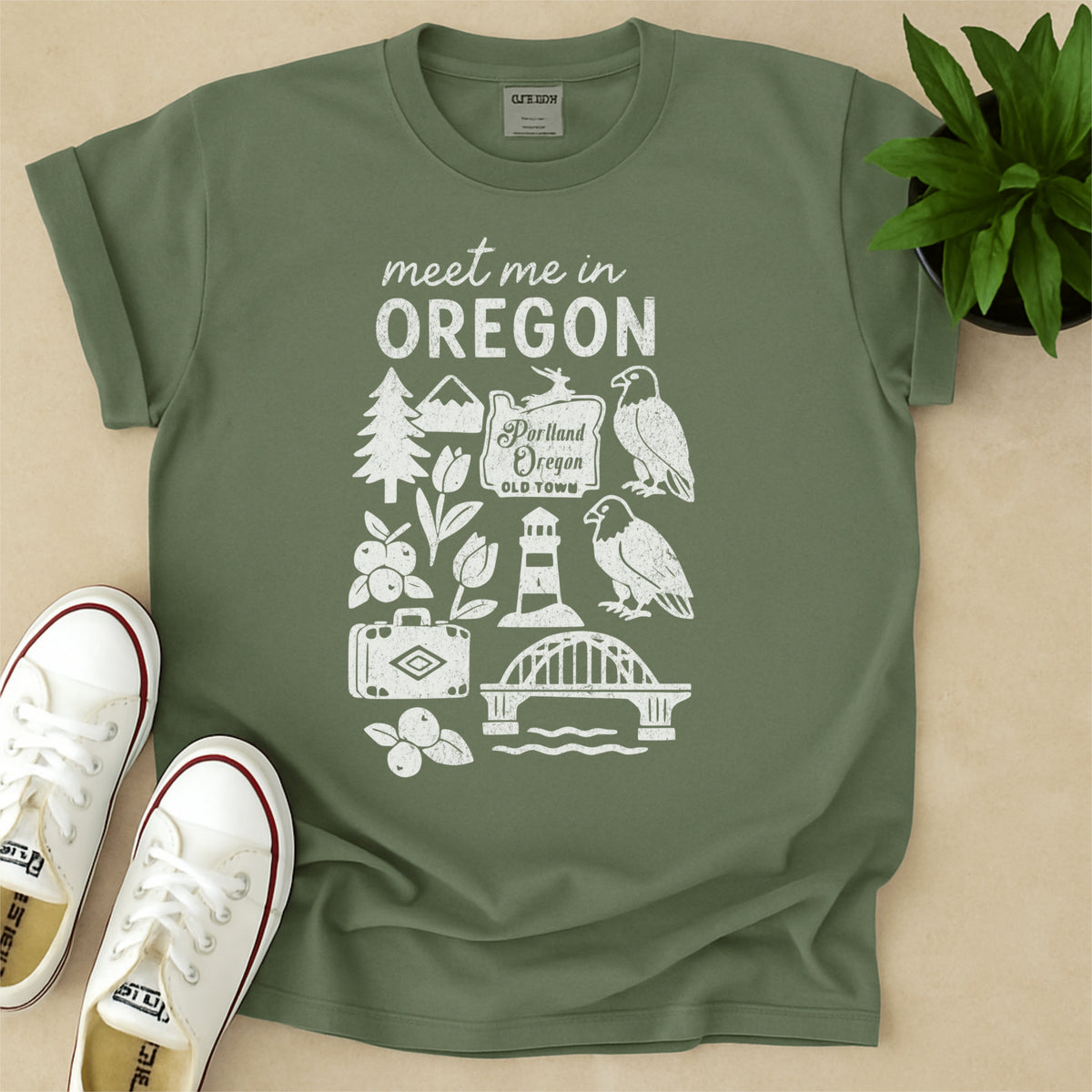 Meet Me In Oregon Distressed Vintage Landmark State Shirt