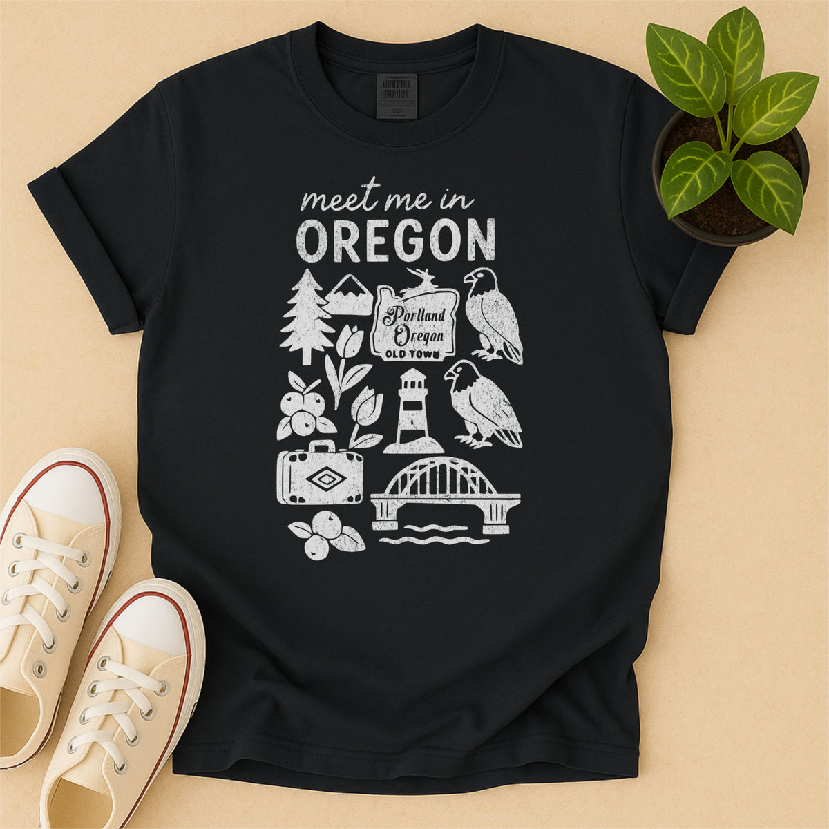 Meet Me In Oregon Distressed Vintage Landmark State Shirt