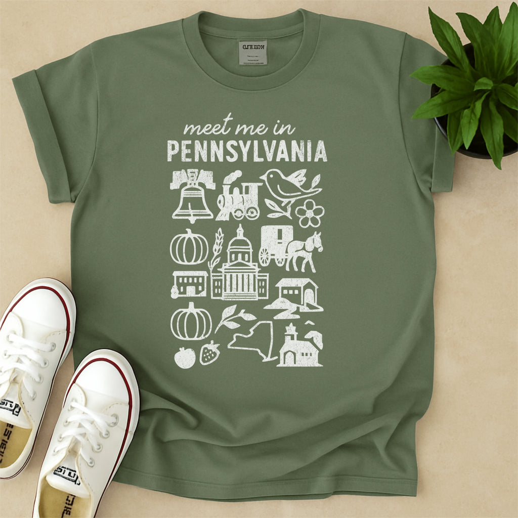 Meet Me In Pennsylvania Distressed Vintage Landmark State Shirt
