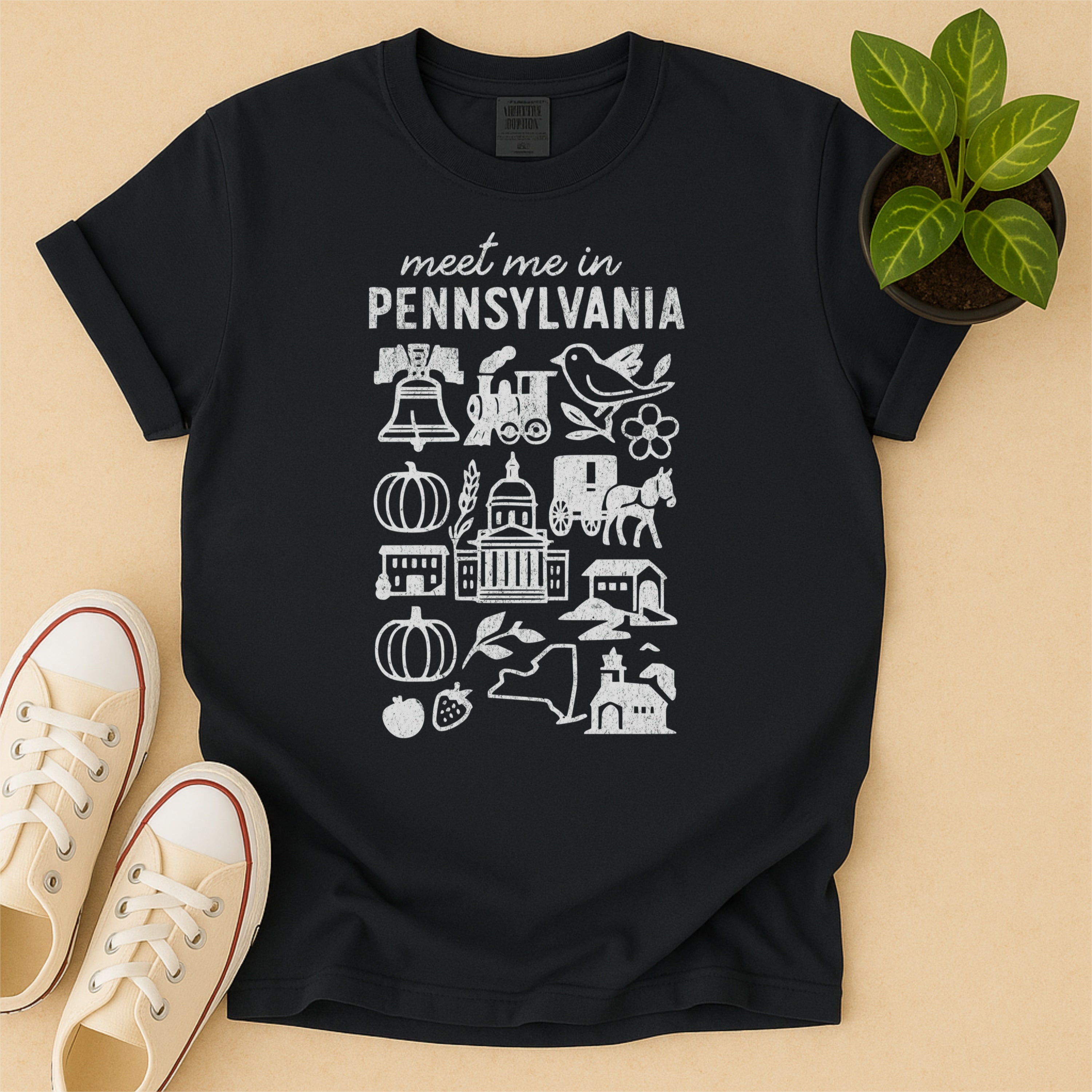Meet Me In Pennsylvania Distressed Vintage Landmark State Shirt