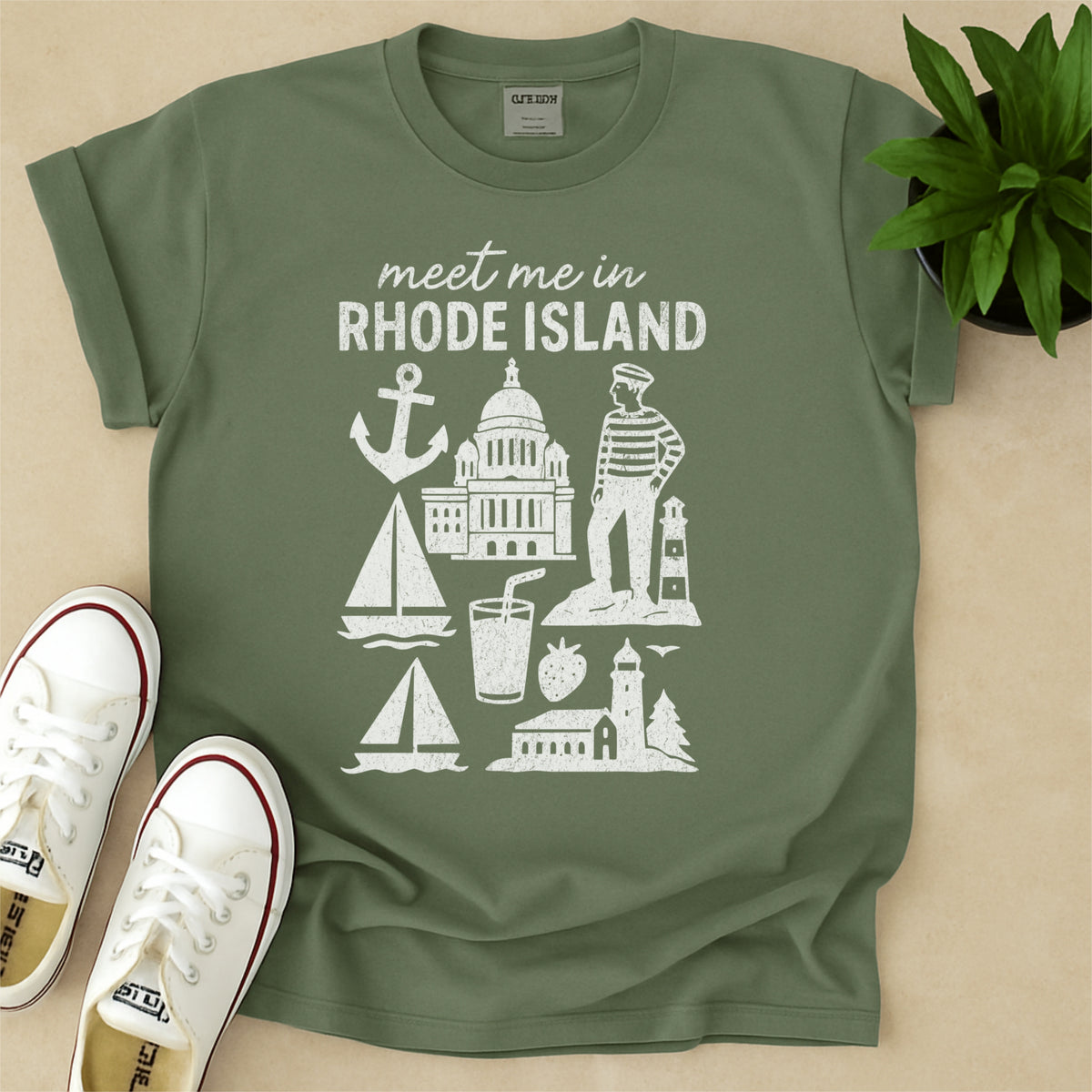 Meet Me In Rhode Island Distressed Vintage Landmark State Shirt