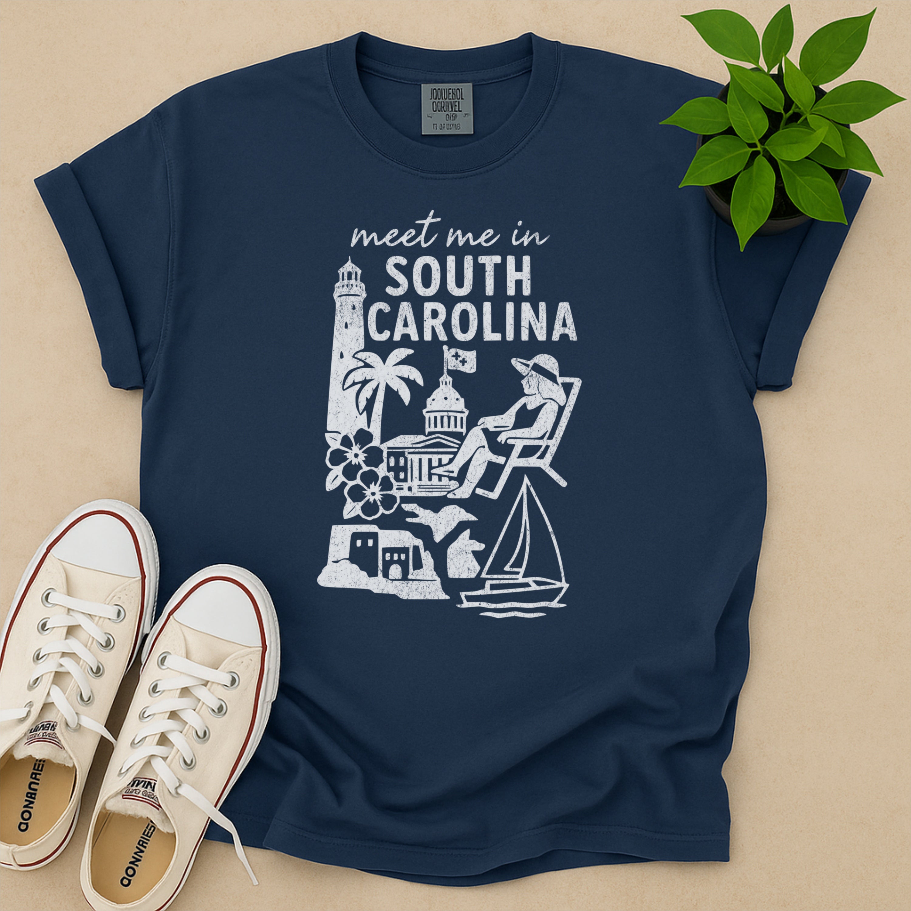 Meet Me In South Carolina Distressed Vintage Landmark State Shirt