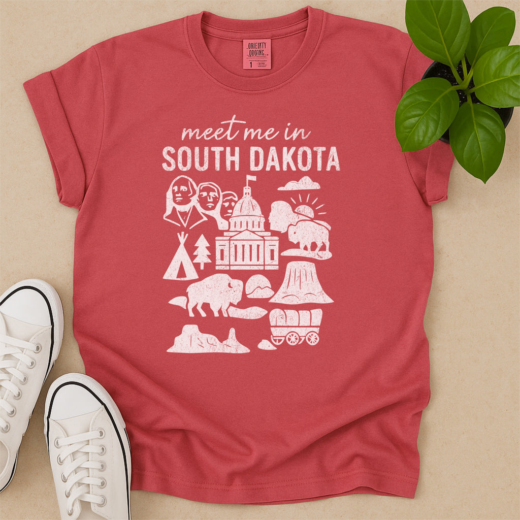 Meet Me In South Dakota Distressed Vintage Landmark State Shirt