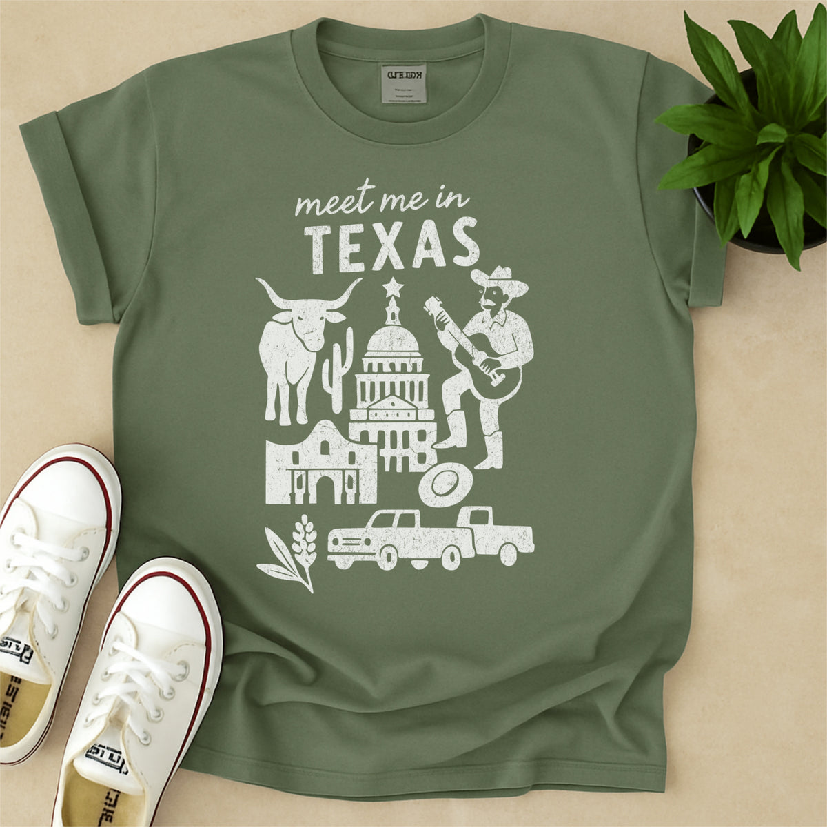Meet Me In Texas Distressed Vintage Landmark State Shirt