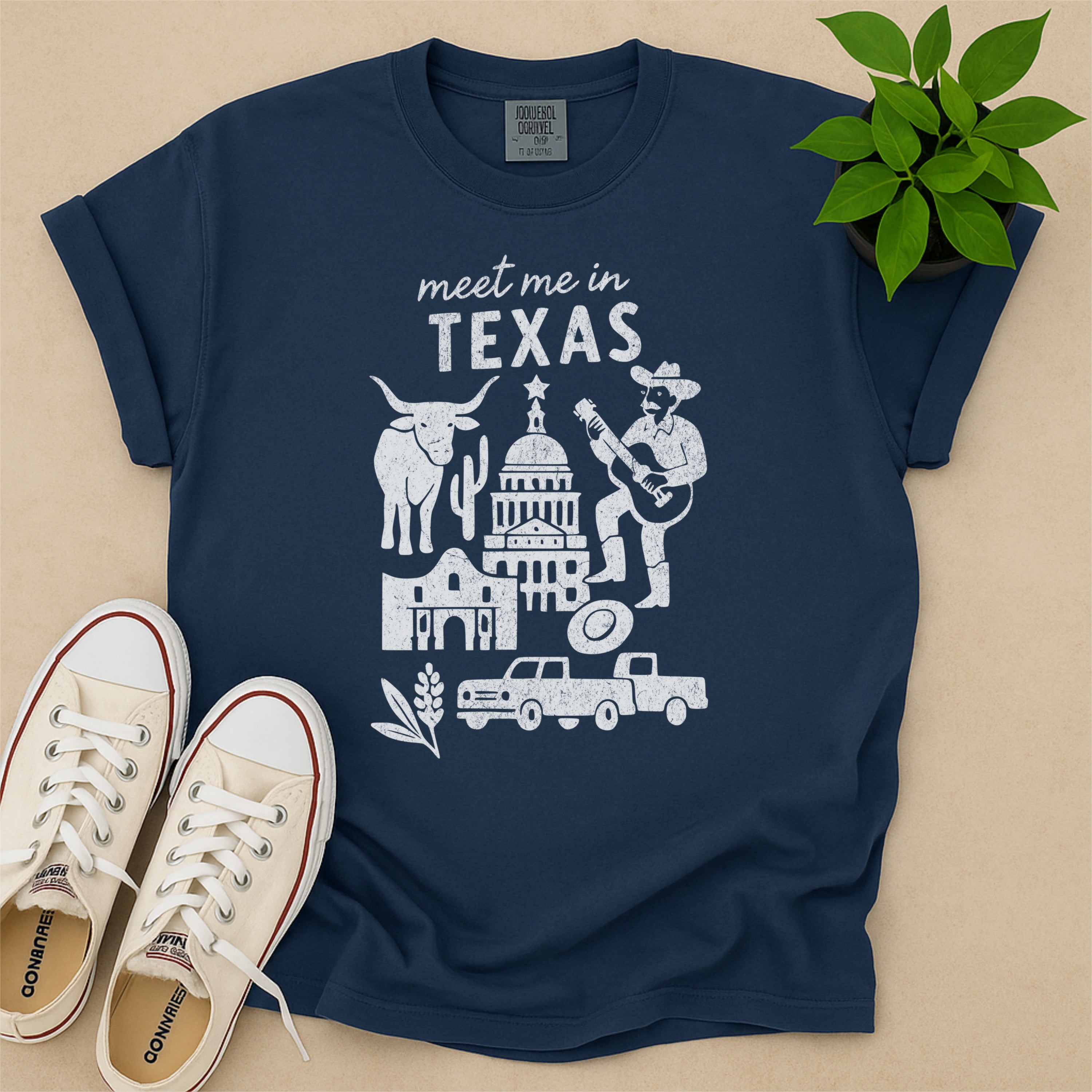 Meet Me In Texas Distressed Vintage Landmark State Shirt
