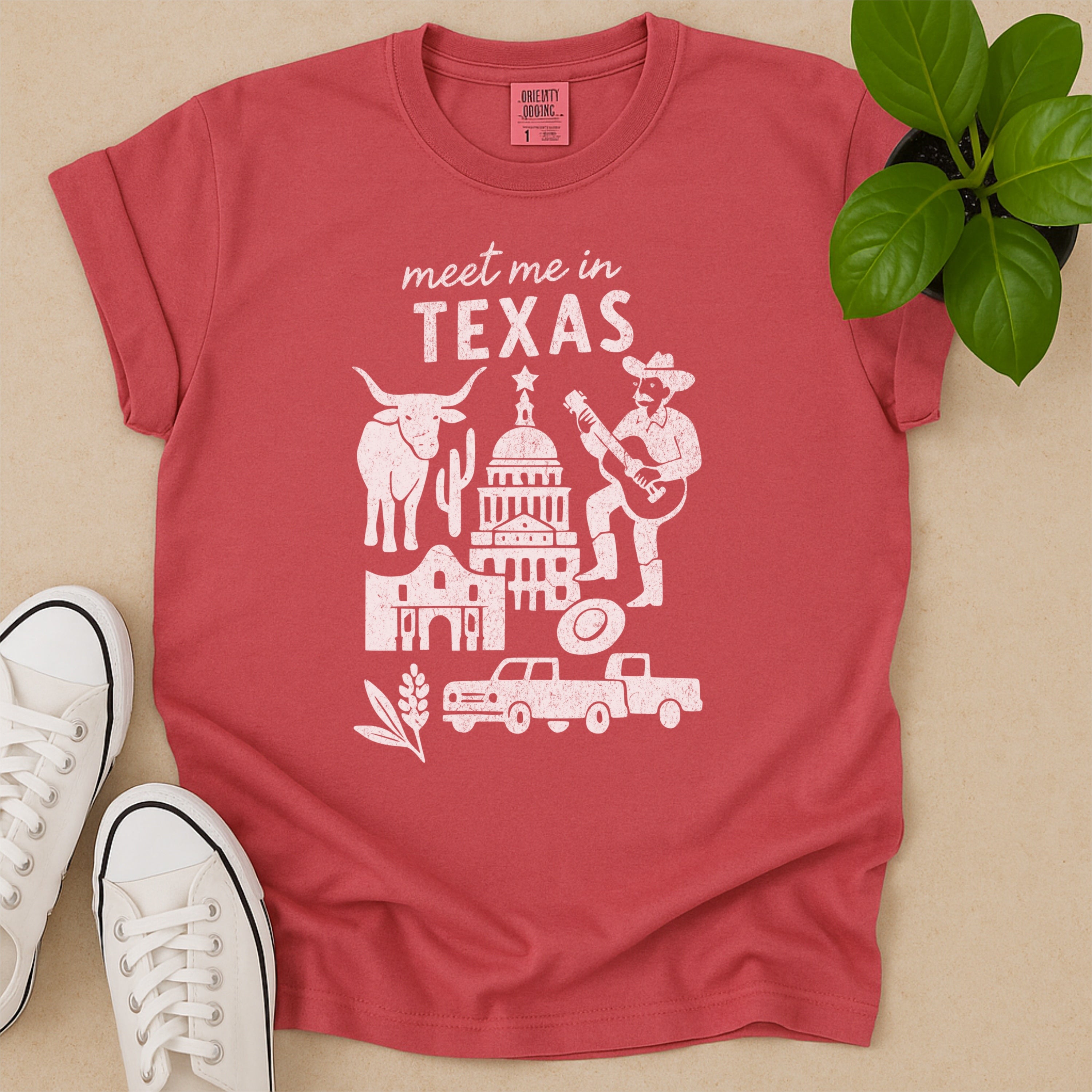 Meet Me In Texas Distressed Vintage Landmark State Shirt