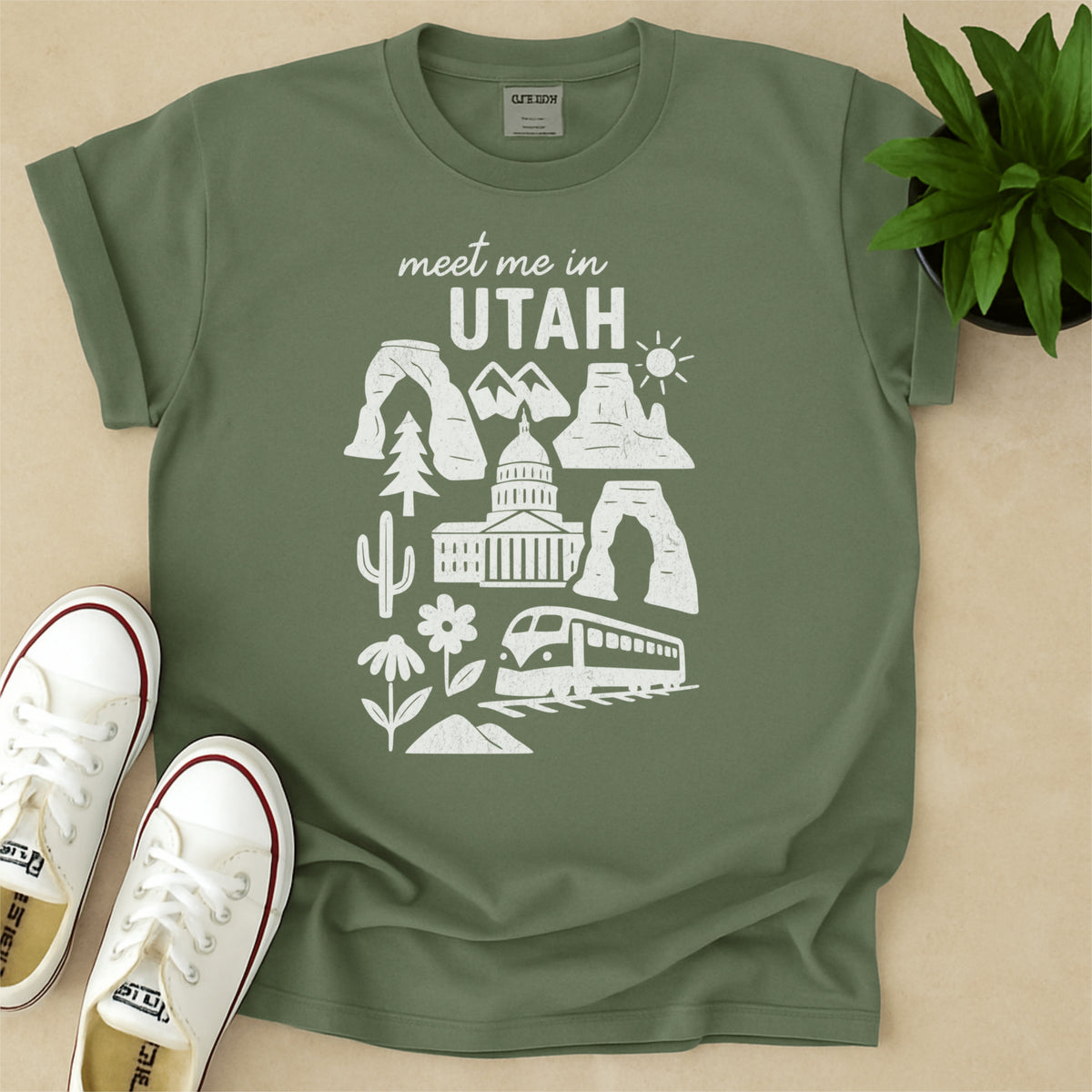 Meet Me In Utah Distressed Vintage Landmark State Shirt