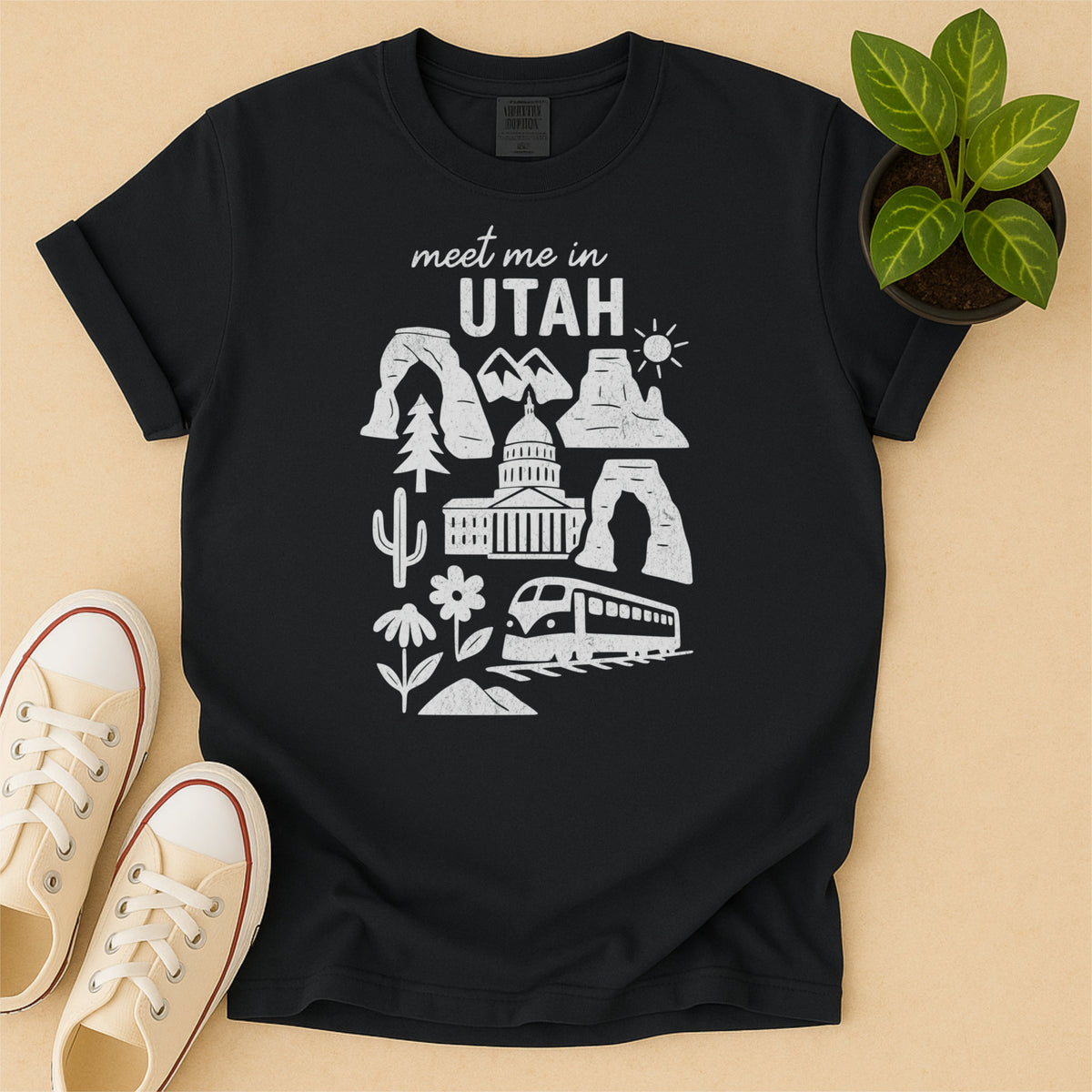 Meet Me In Utah Distressed Vintage Landmark State Shirt