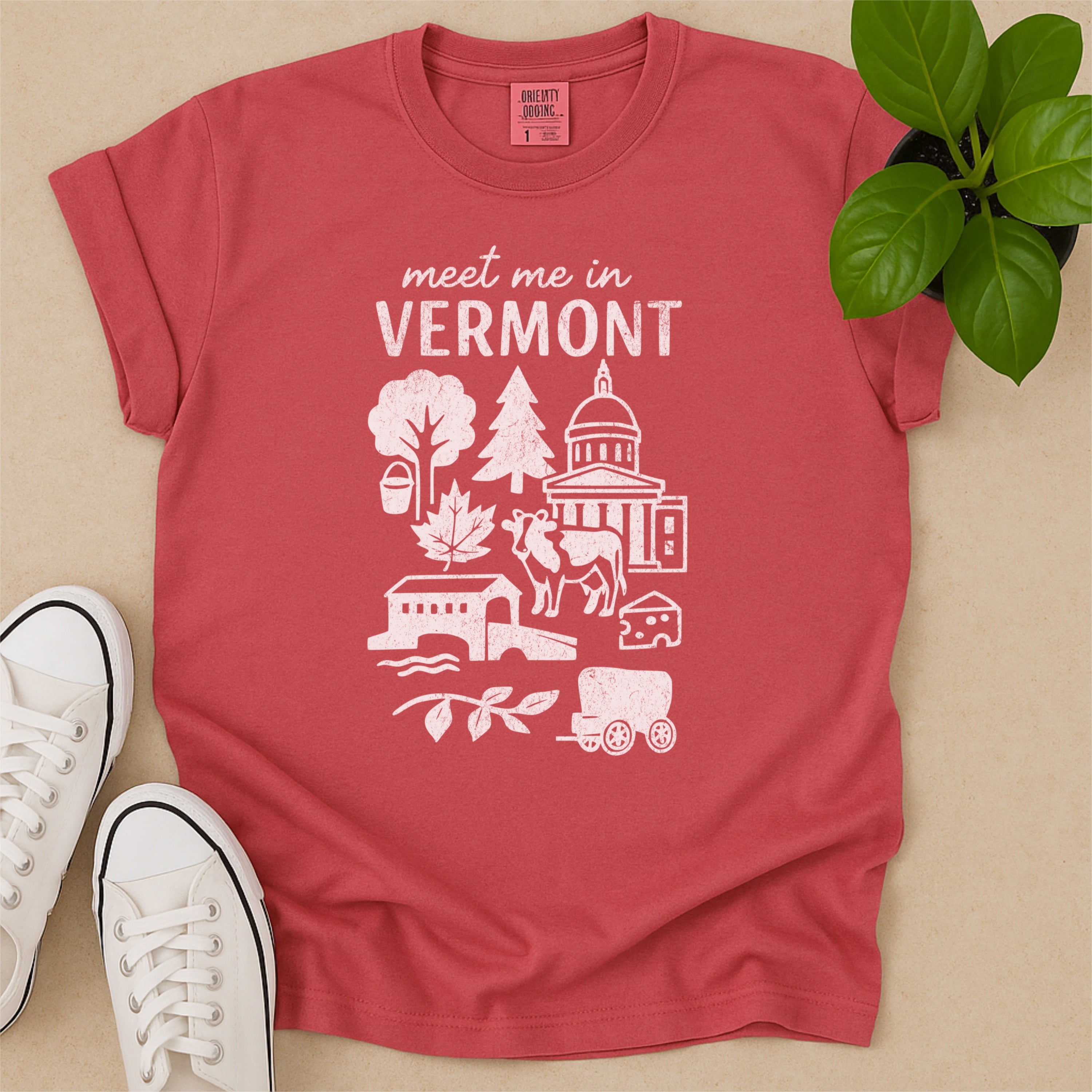 Meet Me In Vermont Distressed Vintage Landmark State Shirt
