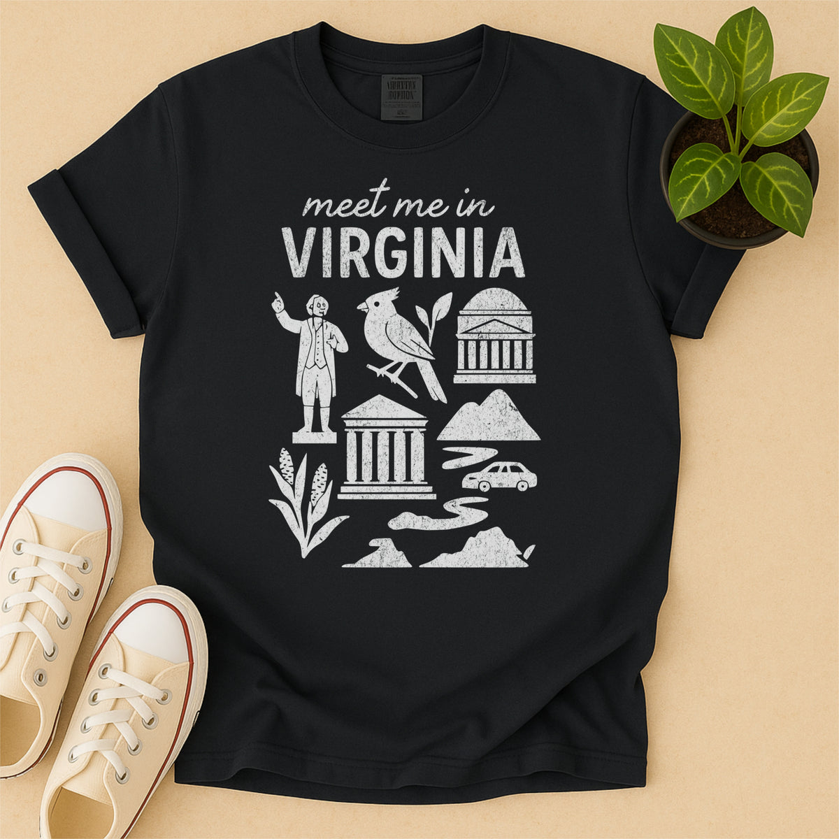 Meet Me In Virginia Distressed Vintage Landmark State Shirt