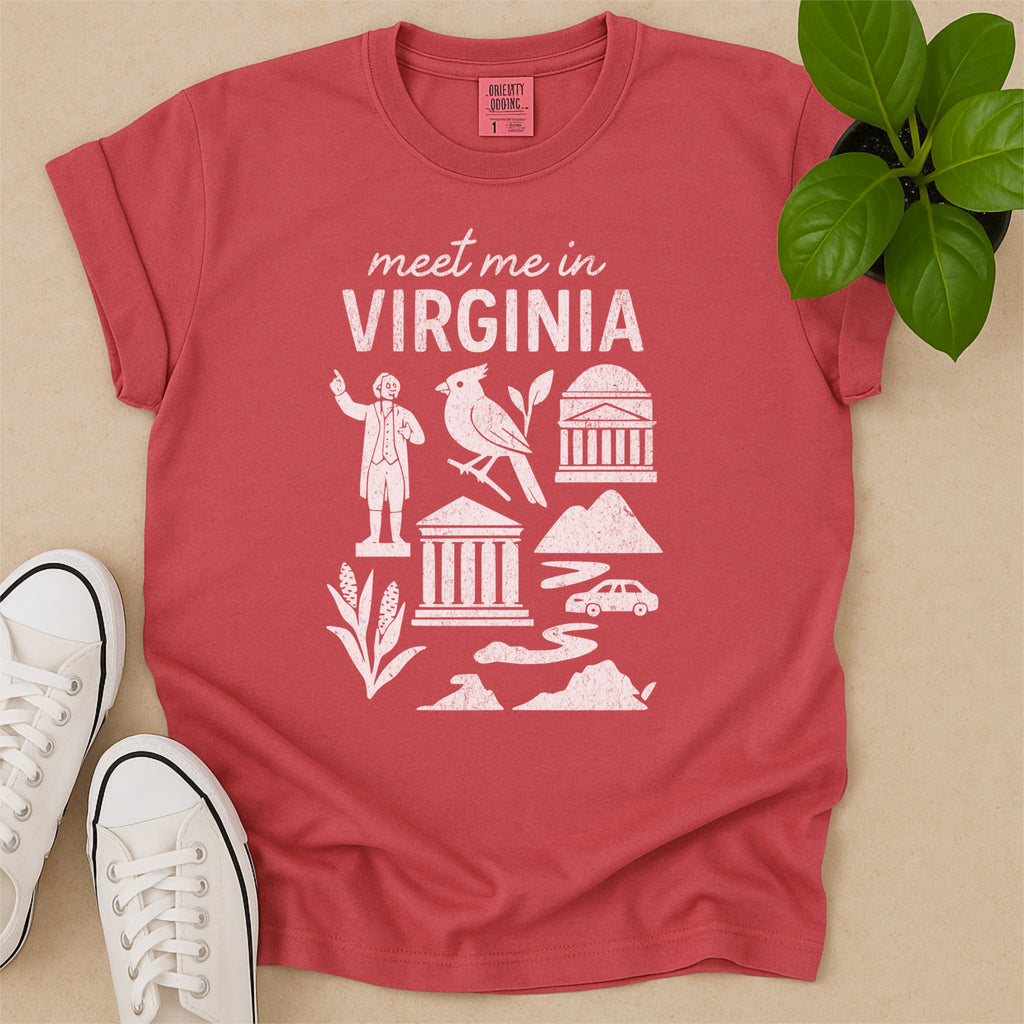 Meet Me In Virginia Distressed Vintage Landmark State Shirt