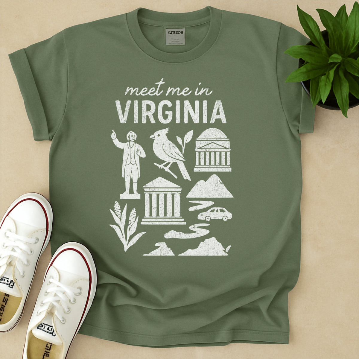 Meet Me In Virginia Distressed Vintage Landmark State Shirt