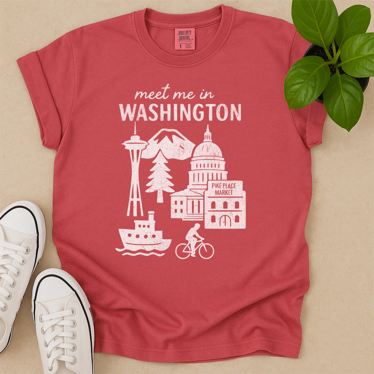Meet Me In Washington Distressed Vintage Landmark State Shirt