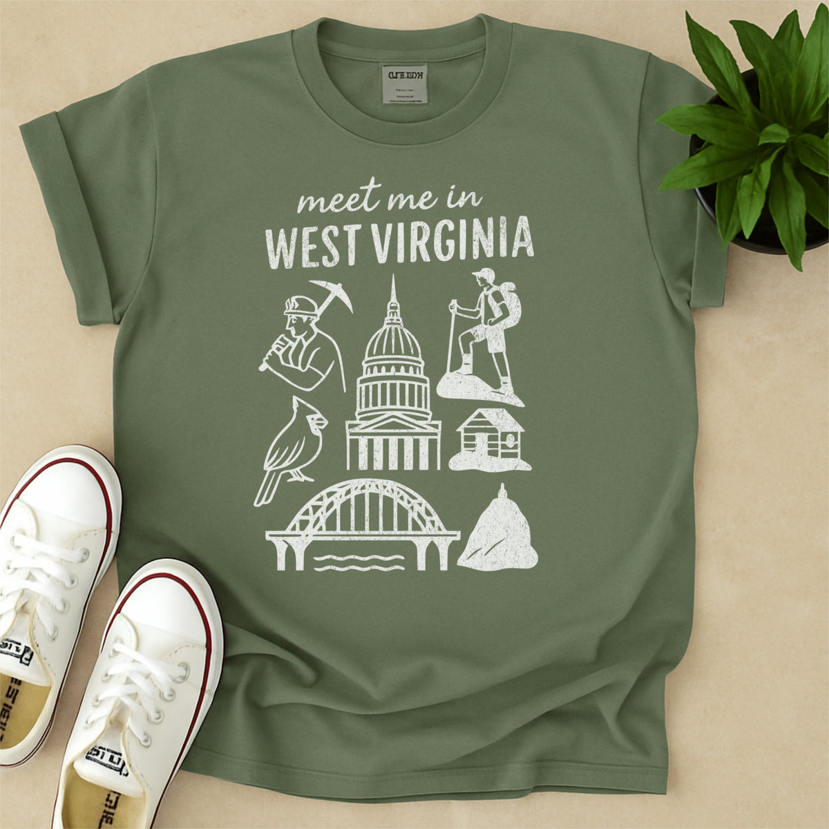 Meet Me In West Virginia Distressed Vintage Landmark State Shirt