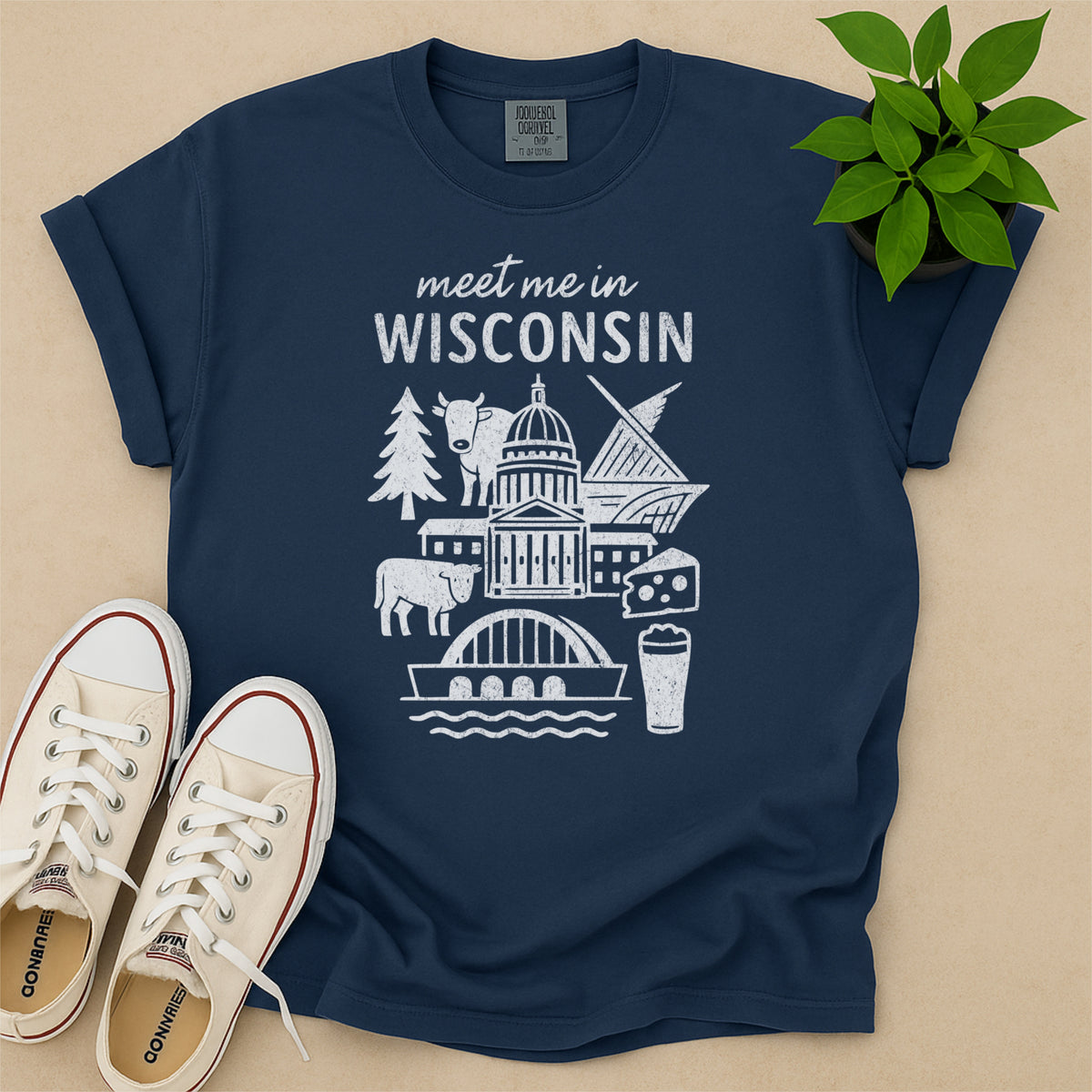Meet Me In Wisconsin Distressed Vintage Landmark State Shirt