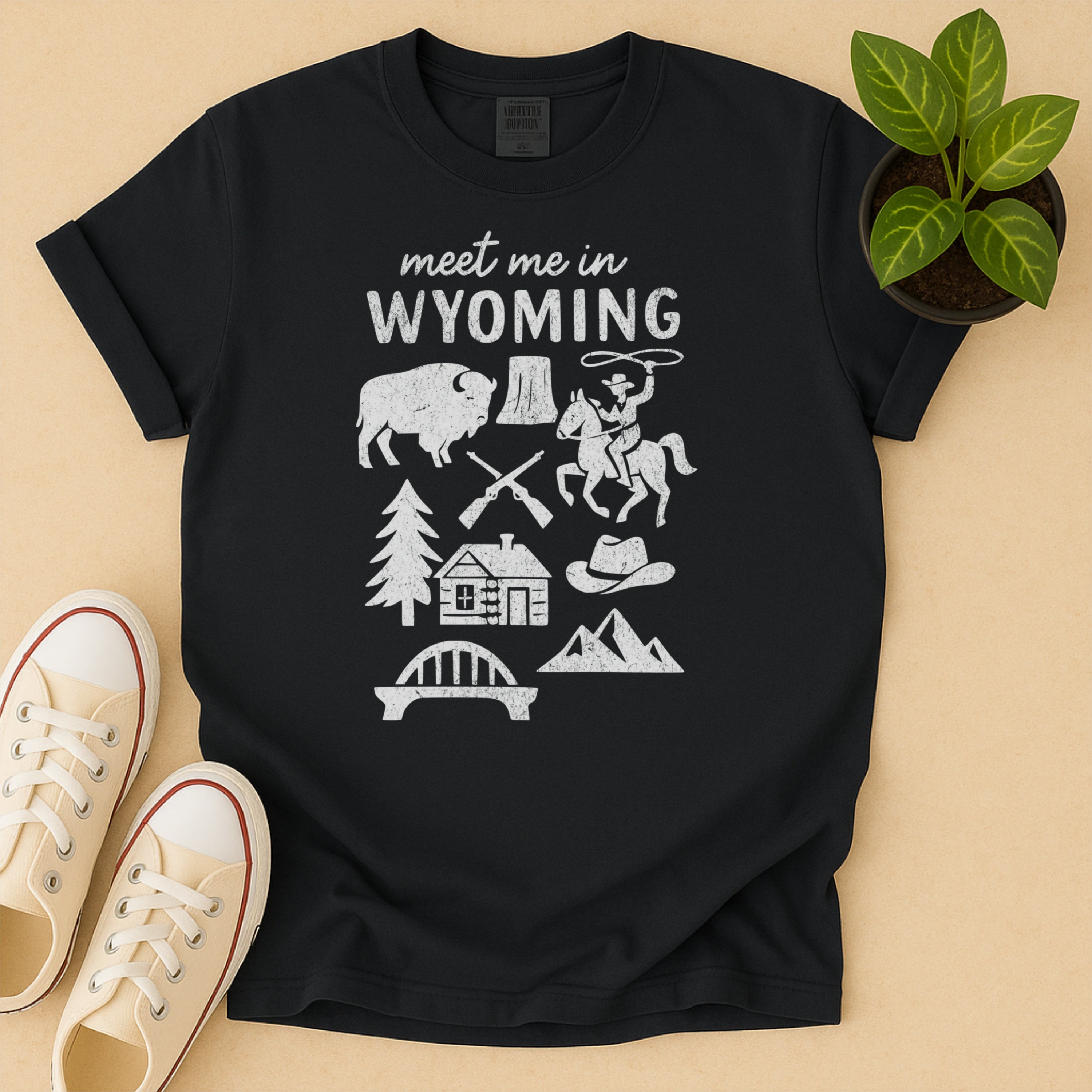 Meet Me In Wyoming Distressed Vintage Landmark State Shirt
