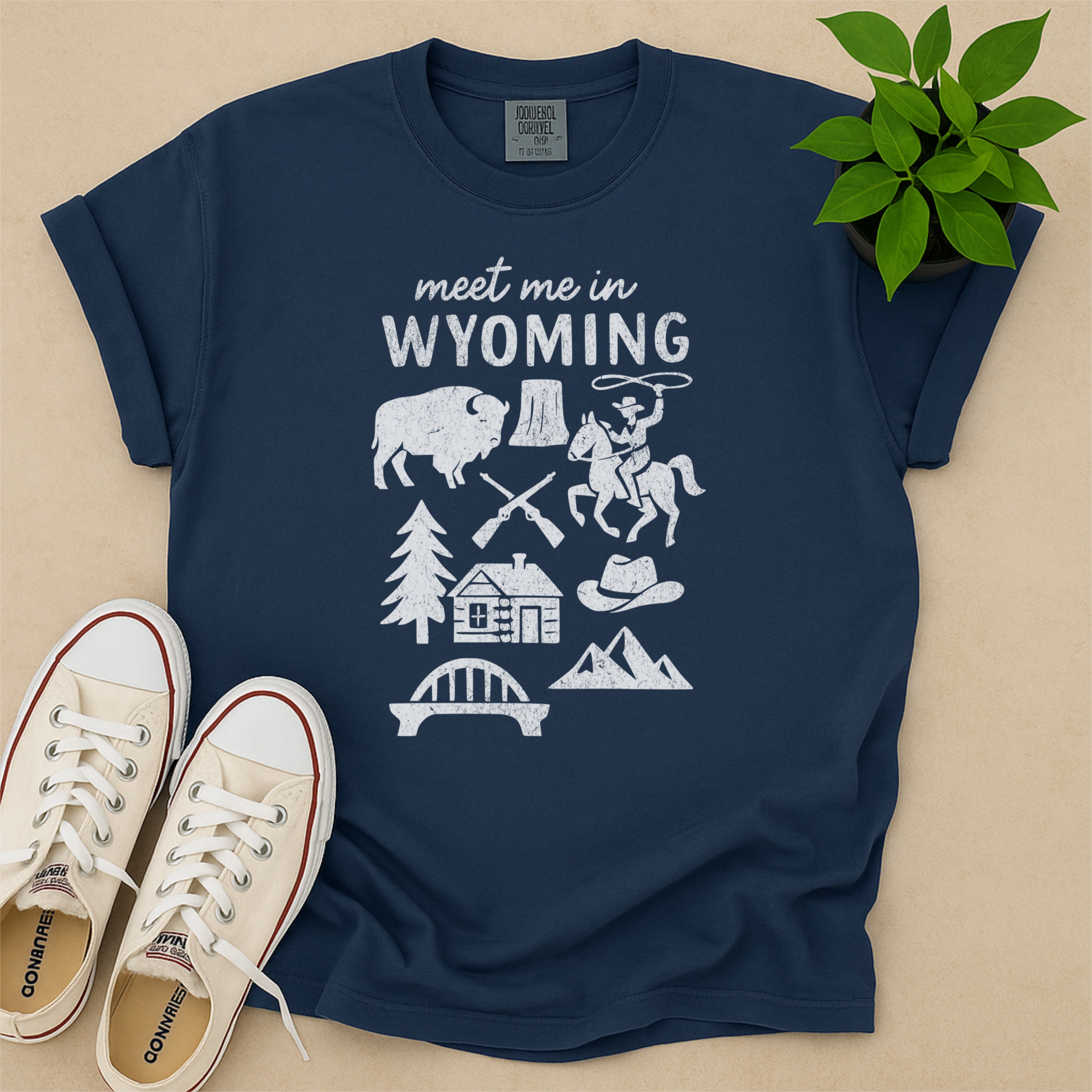 Meet Me In Wyoming Distressed Vintage Landmark State Shirt