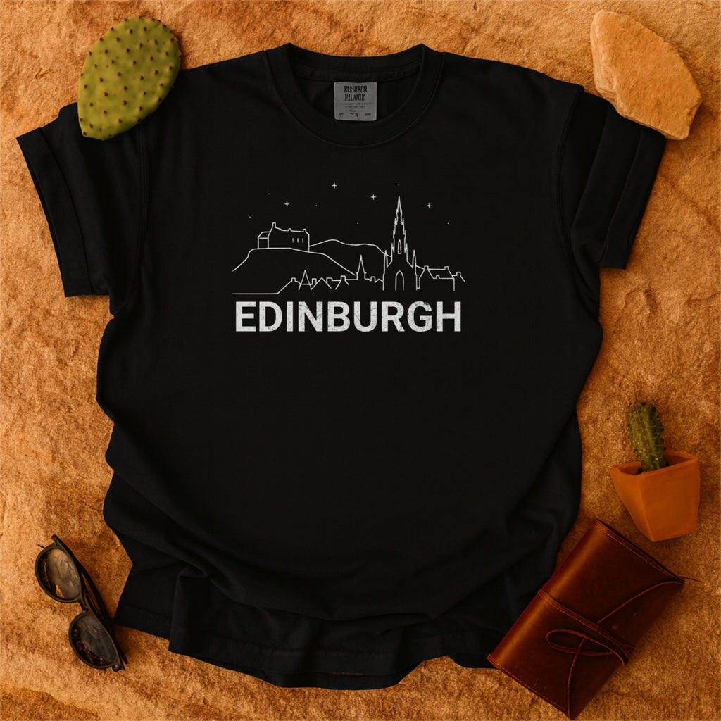 Edinburgh Skyline Minimal Line Art Comfort Colors Shirt