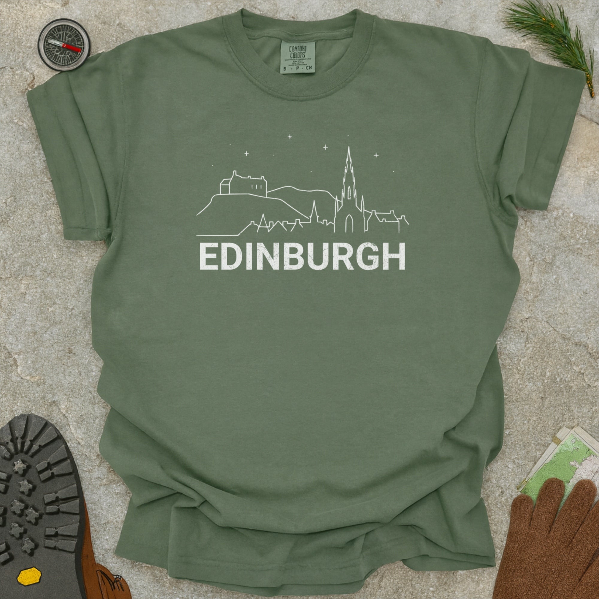 Edinburgh Skyline Minimal Line Art Comfort Colors Shirt