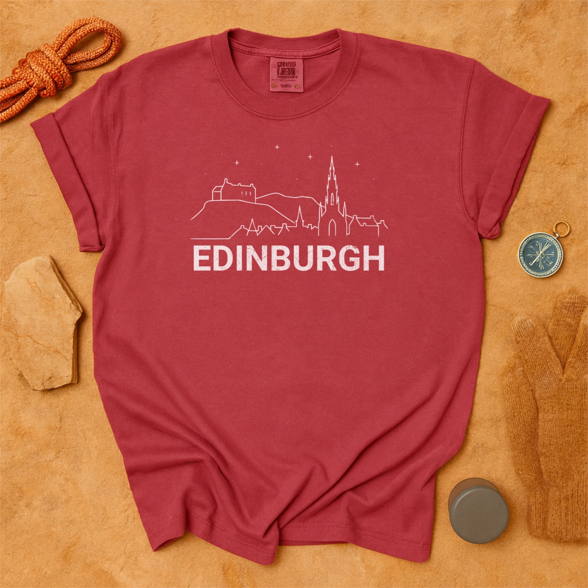 Edinburgh Skyline Minimal Line Art Comfort Colors Shirt