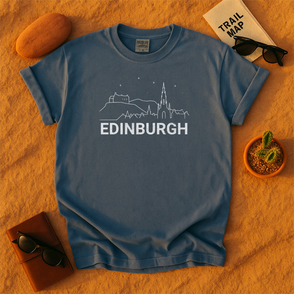 Edinburgh Skyline Minimal Line Art Comfort Colors Shirt