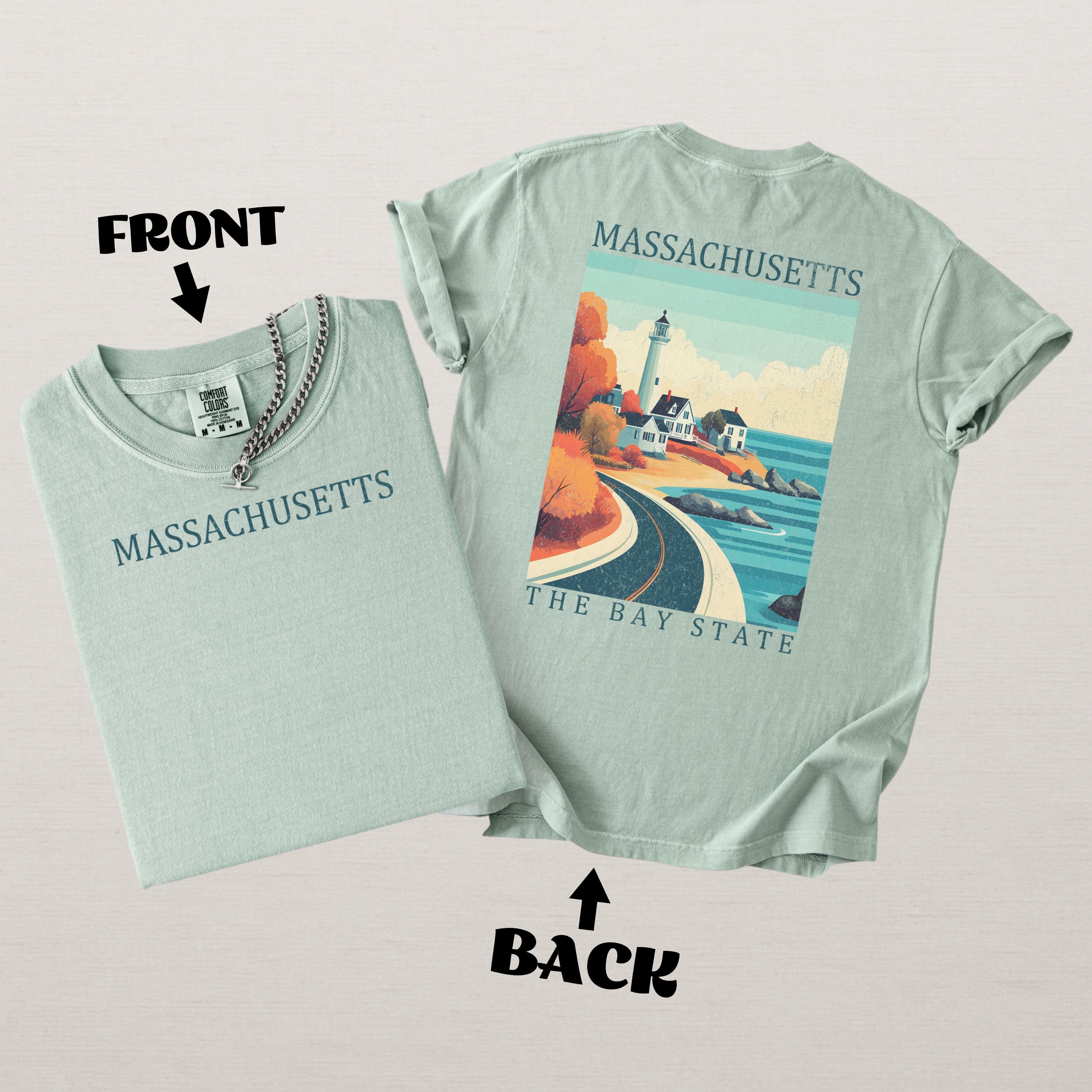 Massachusetts Scenic Poster Comfort Colors Shirt