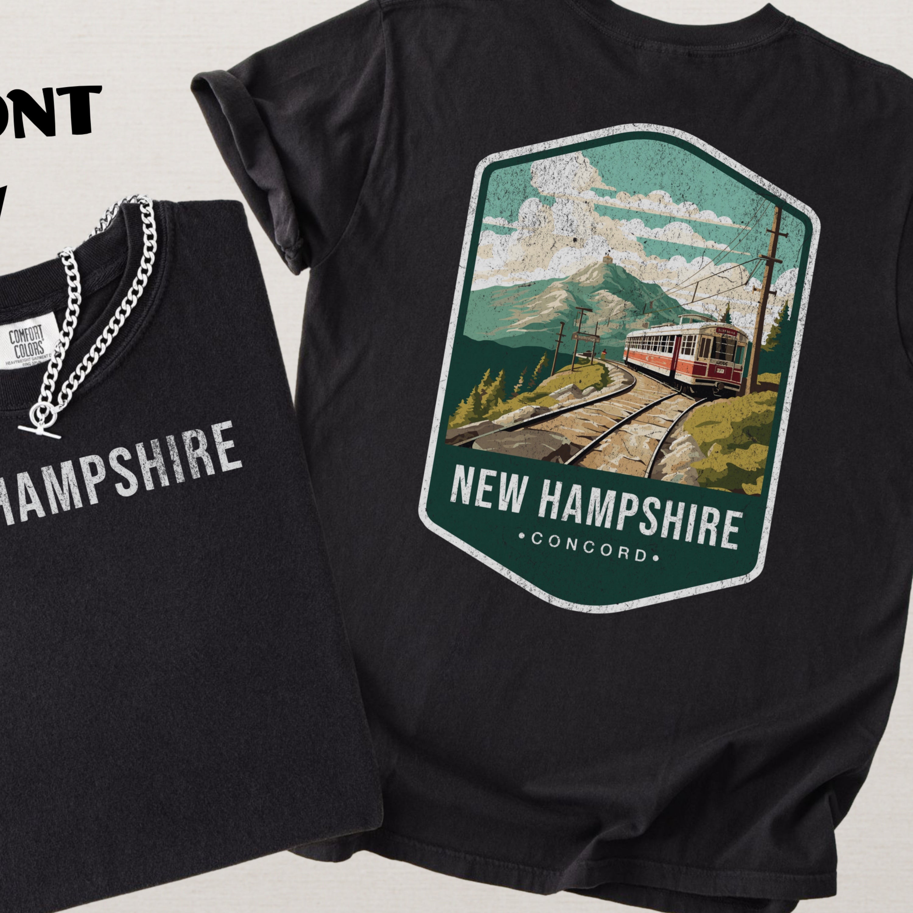 New Hampshire Scenic Badge Shirt, Concord Travel Souvenir Tee, Vintage Granite State Art Shirt, Comfort Colors