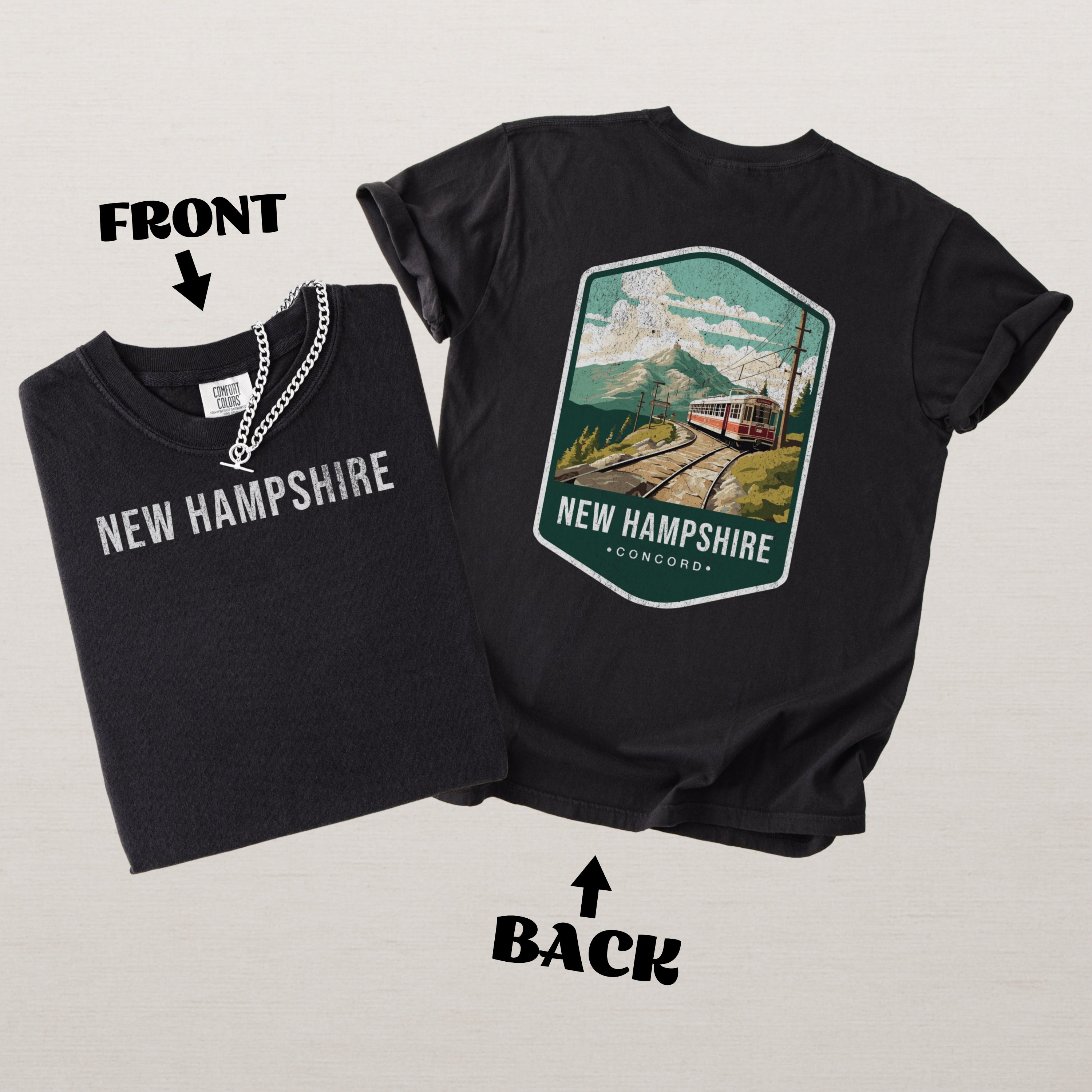 New Hampshire Scenic Badge Shirt, Concord Travel Souvenir Tee, Vintage Granite State Art Shirt, Comfort Colors