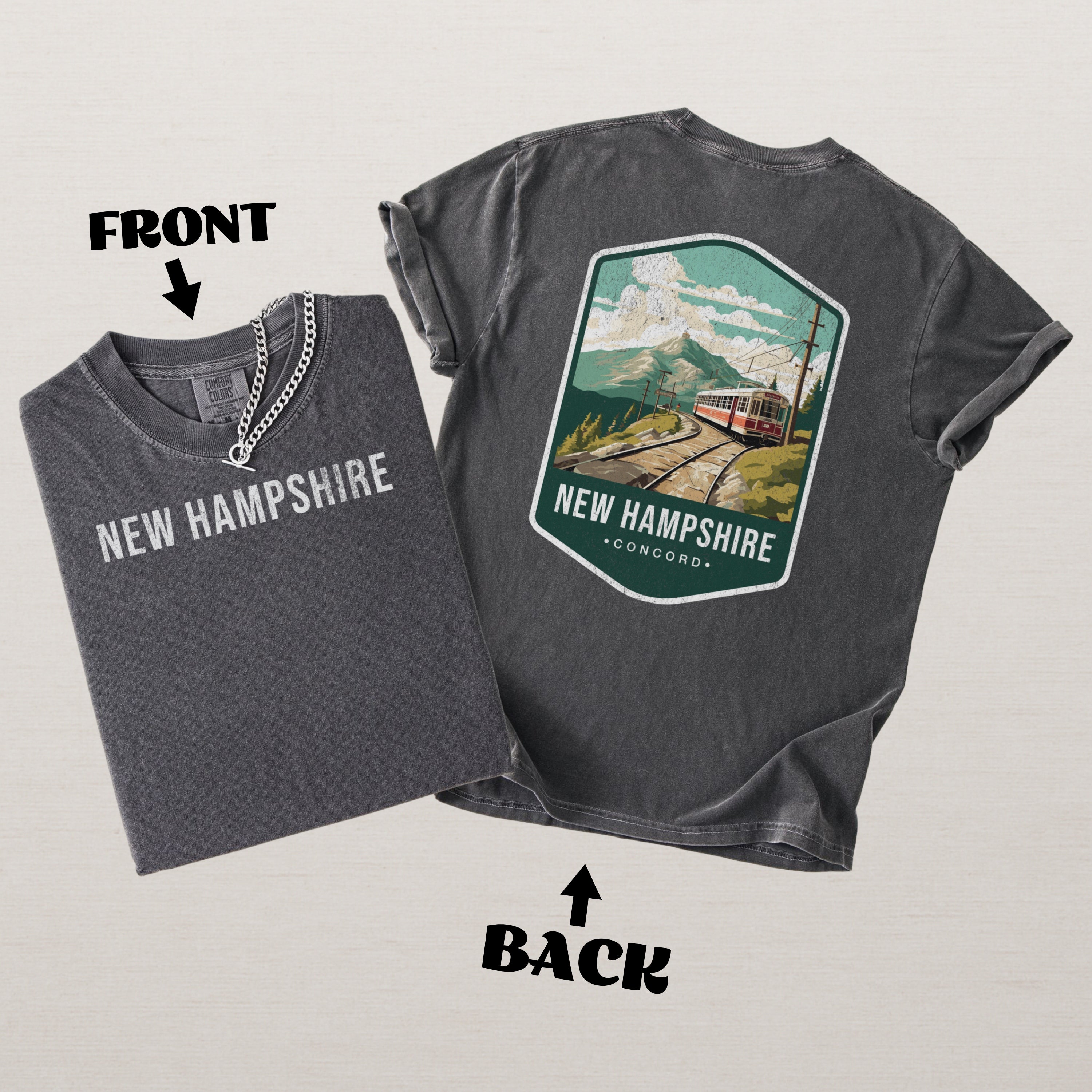 New Hampshire Scenic Badge Shirt, Concord Travel Souvenir Tee, Vintage Granite State Art Shirt, Comfort Colors