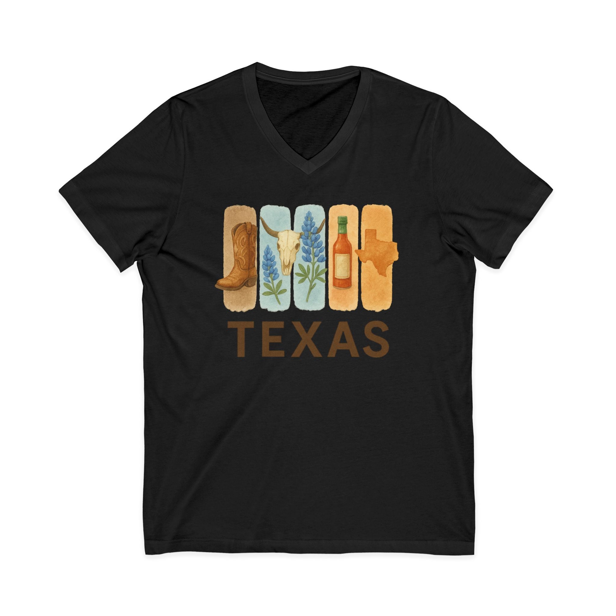 Texas Brushstroke Watercolor V-Neck Shirt