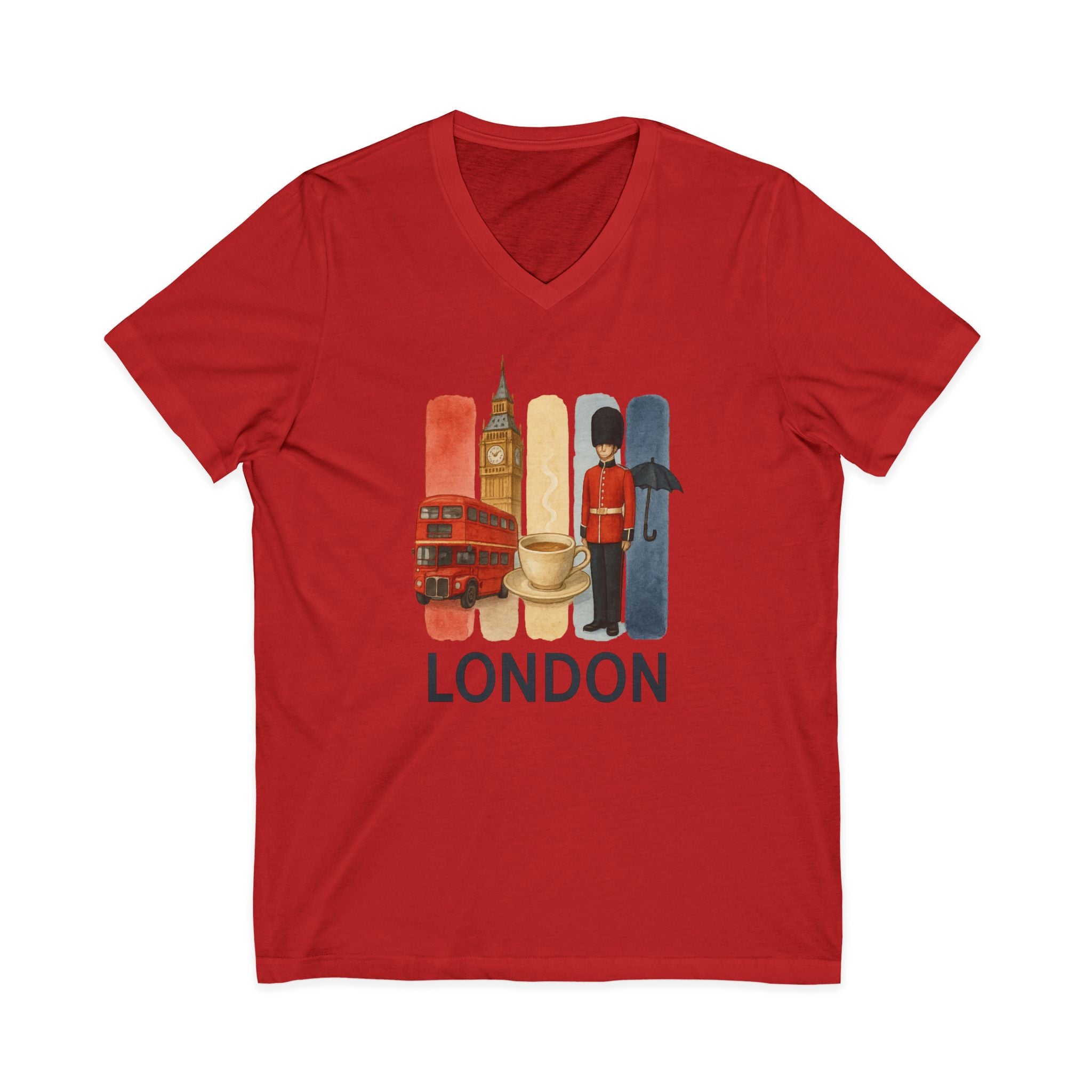 London Brushstroke Watercolor V-Neck Shirt
