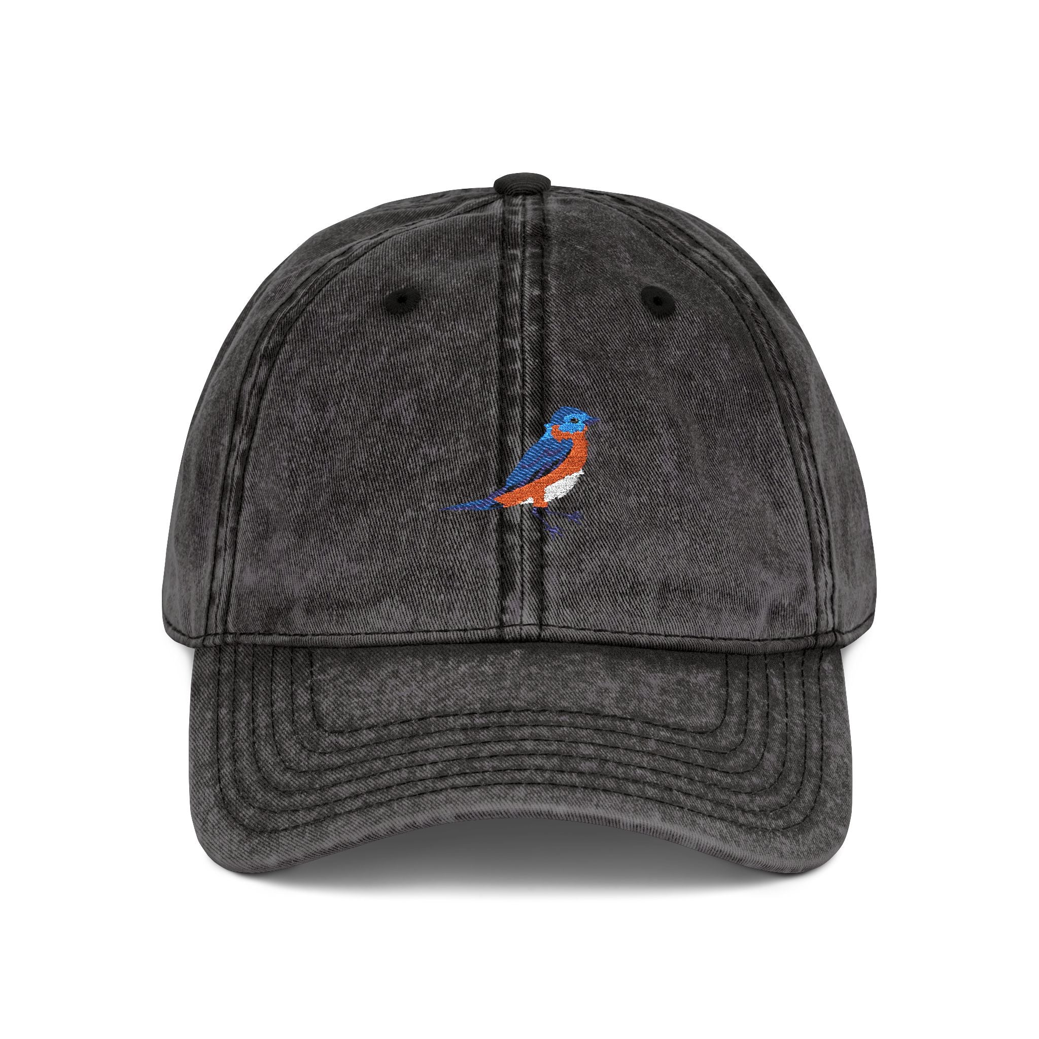 New York Eastern Bluebird State Bird | Vintage Distressed Embroidered Baseball Cap