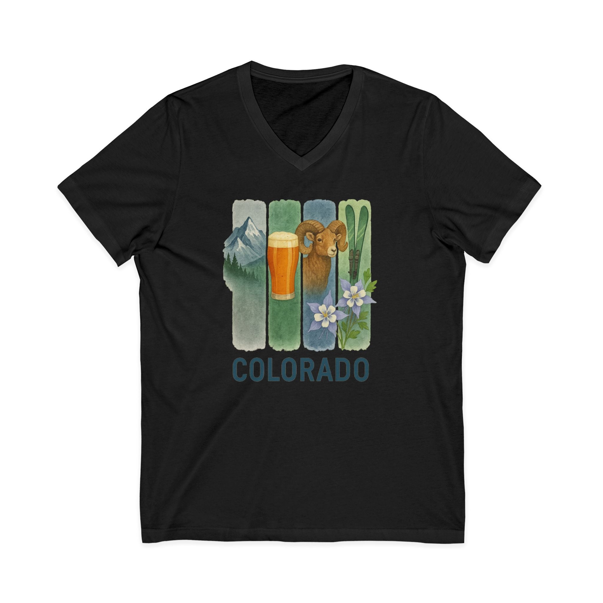 Colorado Brushstroke Watercolor V-Neck Shirt