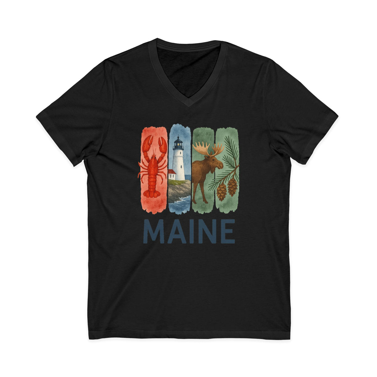 Maine Brushstroke Watercolor V-Neck Shirt