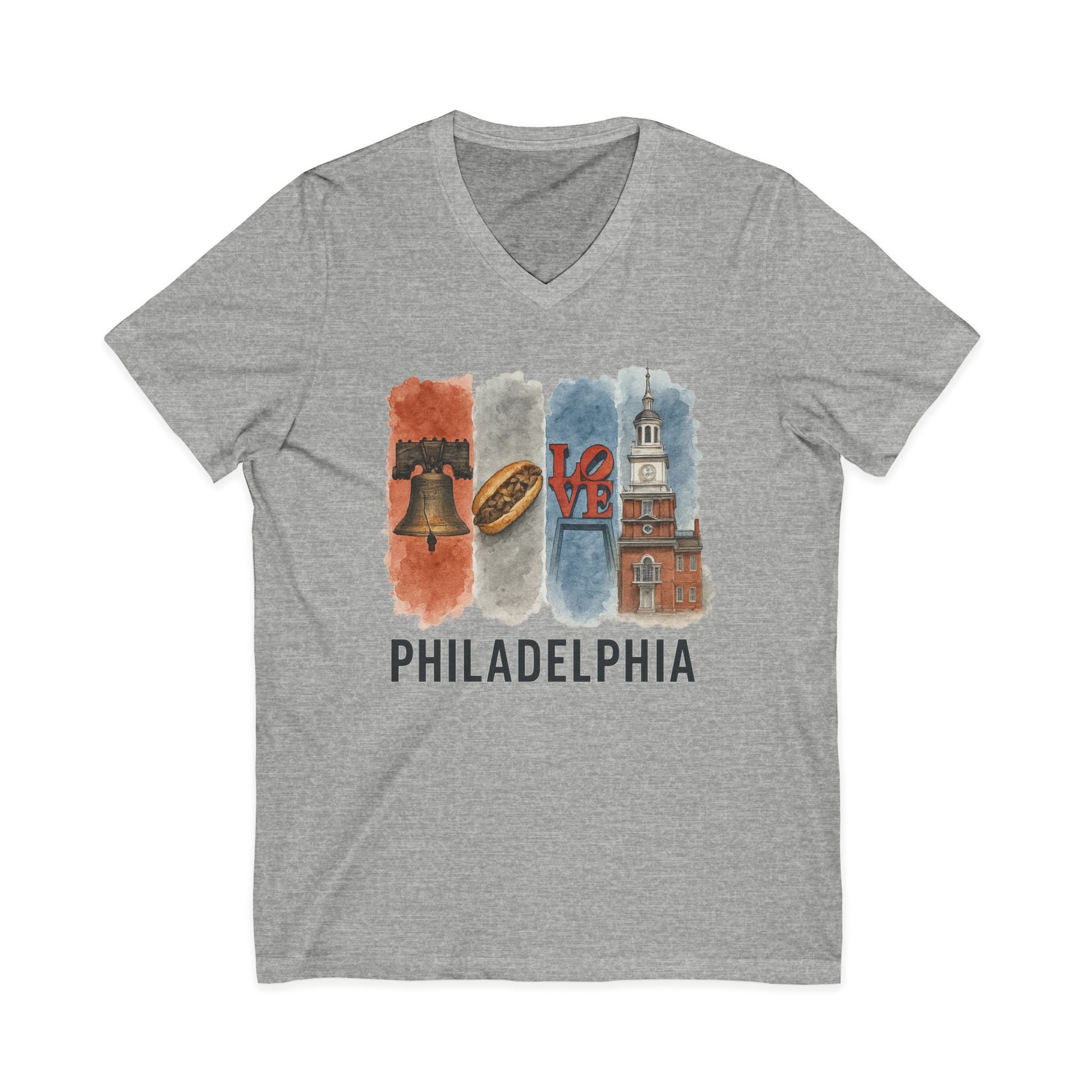 Philadelphia Brushstroke Watercolor V-Neck Shirt