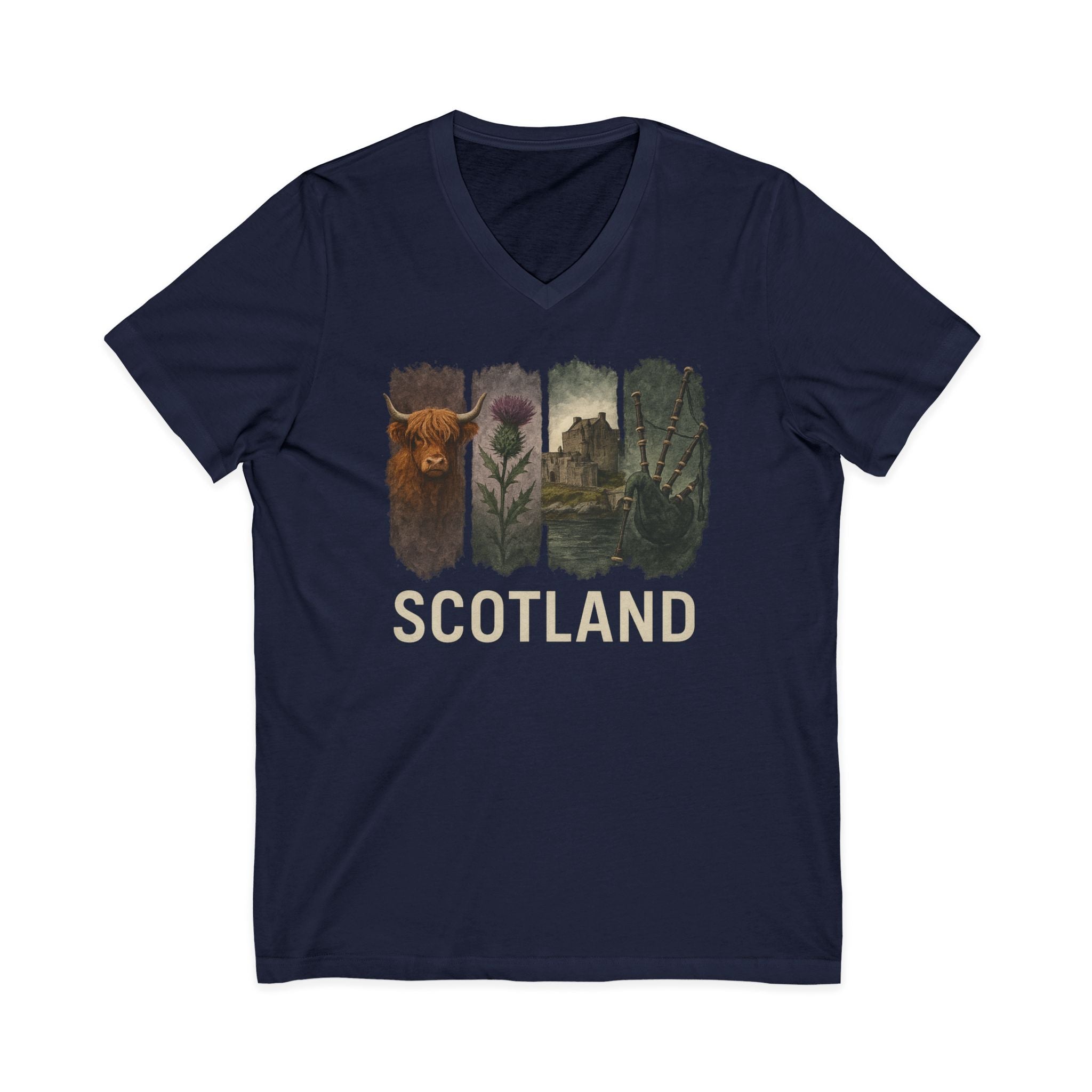 Scotland Brushstroke Watercolor V-Neck Shirt