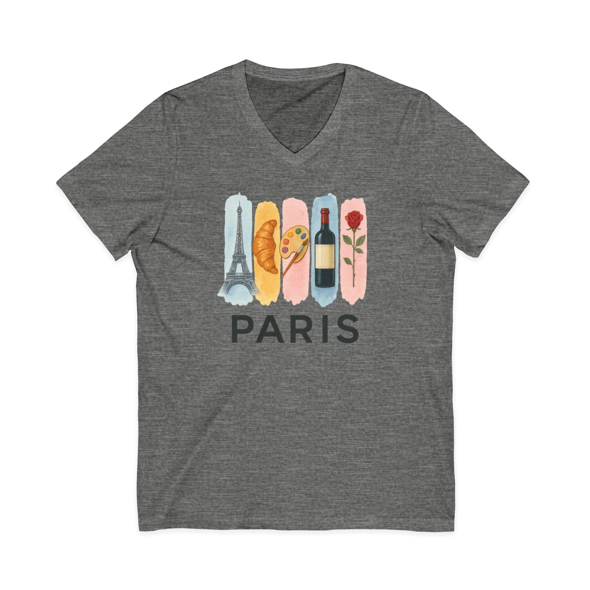 Paris Brushstroke Watercolor V-Neck Shirt