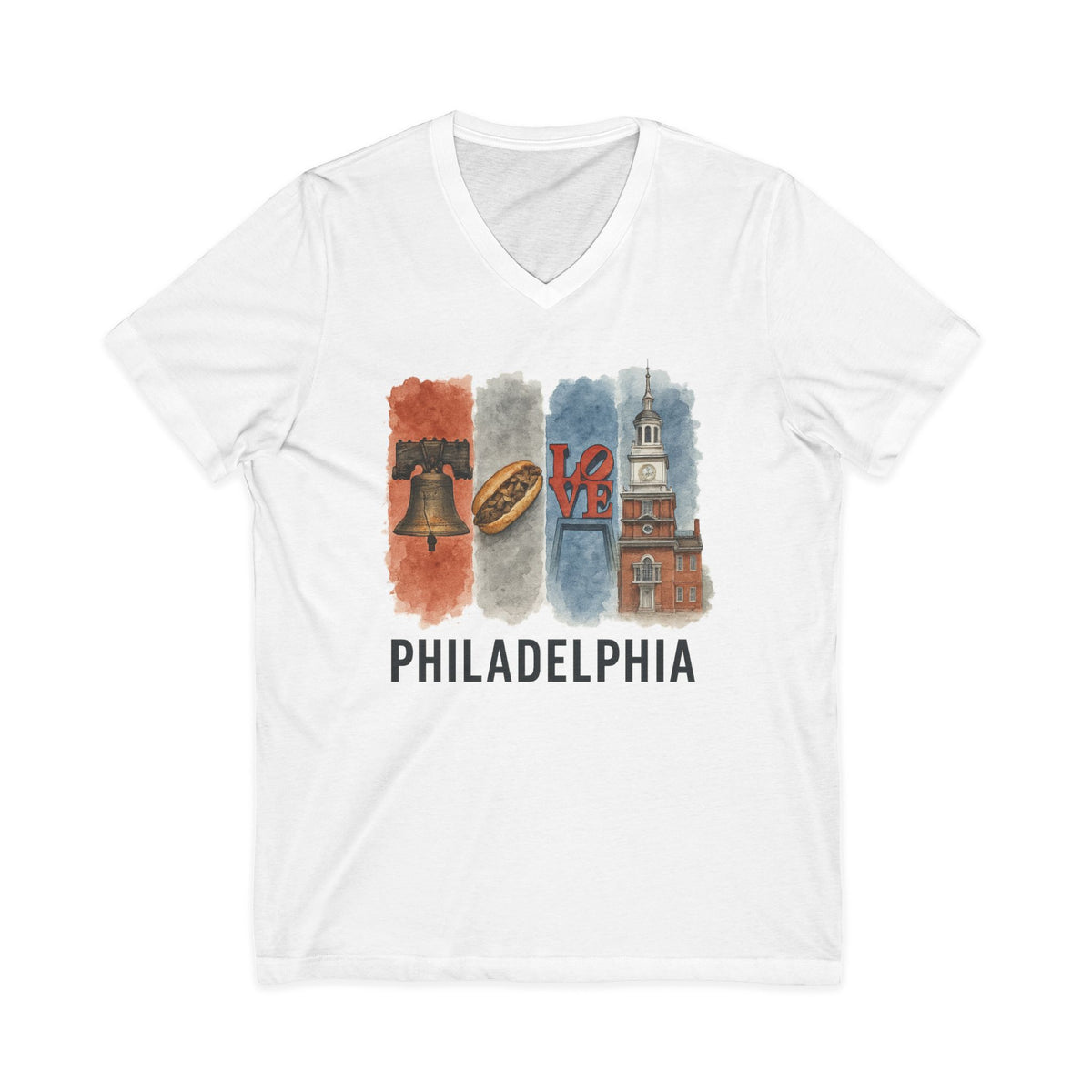 Philadelphia Brushstroke Watercolor V-Neck Shirt