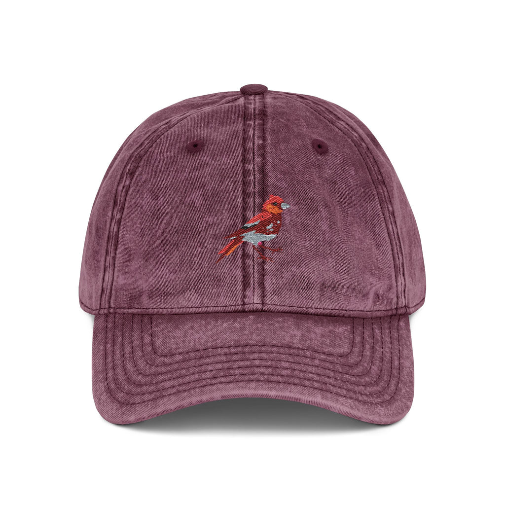 New Hampshire Purple Finch State Bird | Vintage Distressed Embroidered Baseball Cap