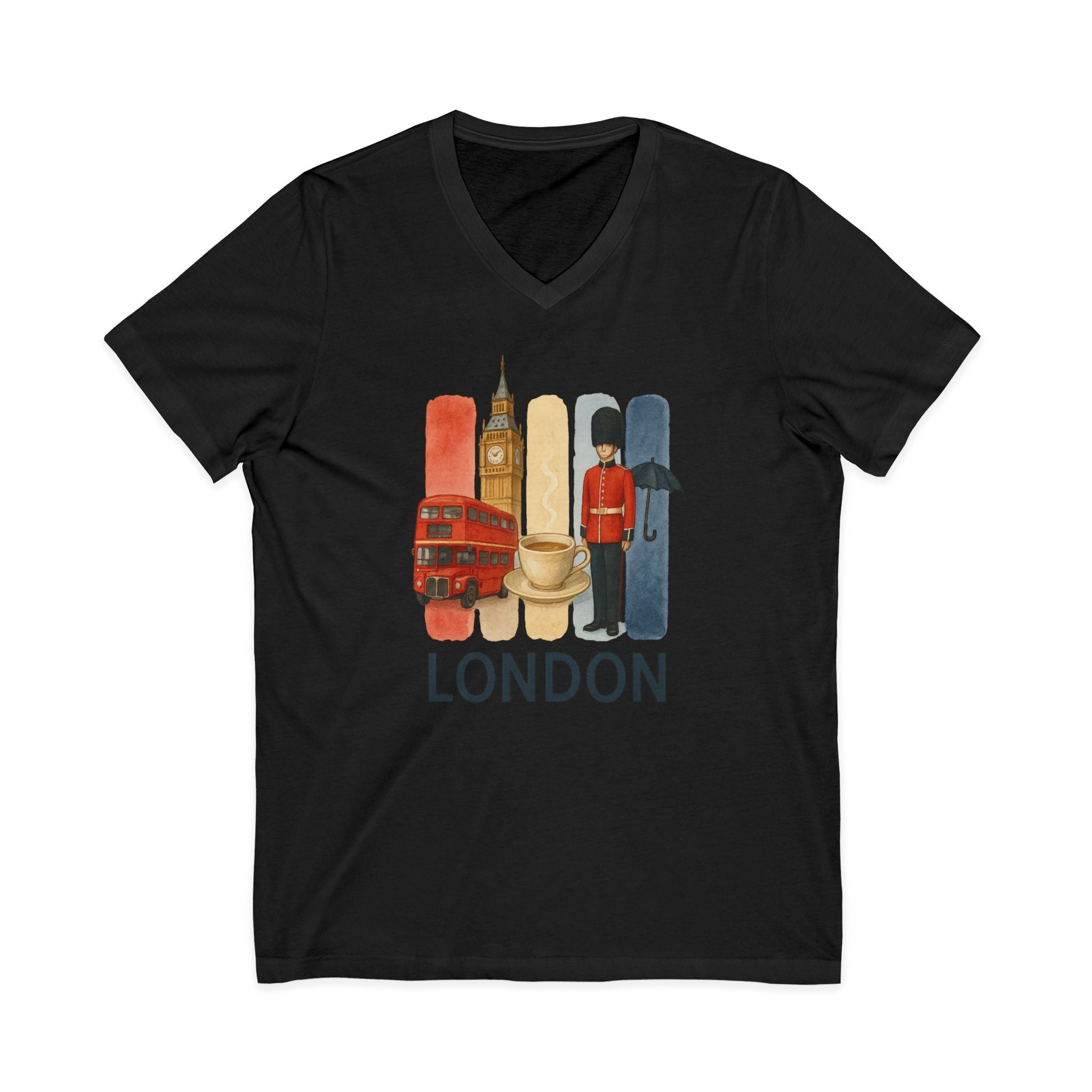 London Brushstroke Watercolor V-Neck Shirt