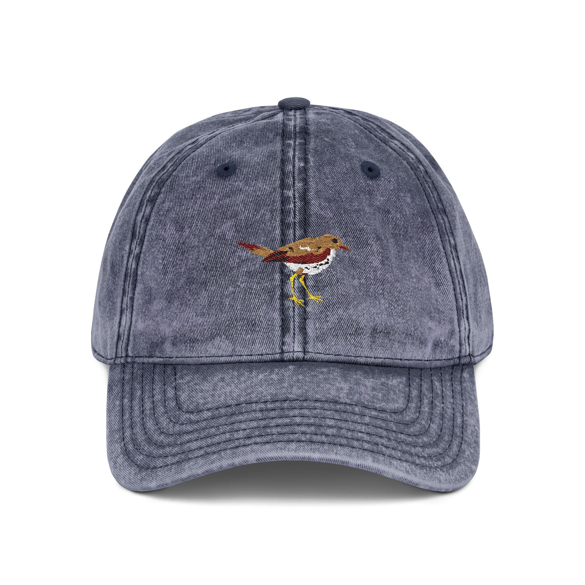 Vermont Hermit Thrush State Bird | Vintage Distressed Embroidered Baseball Cap