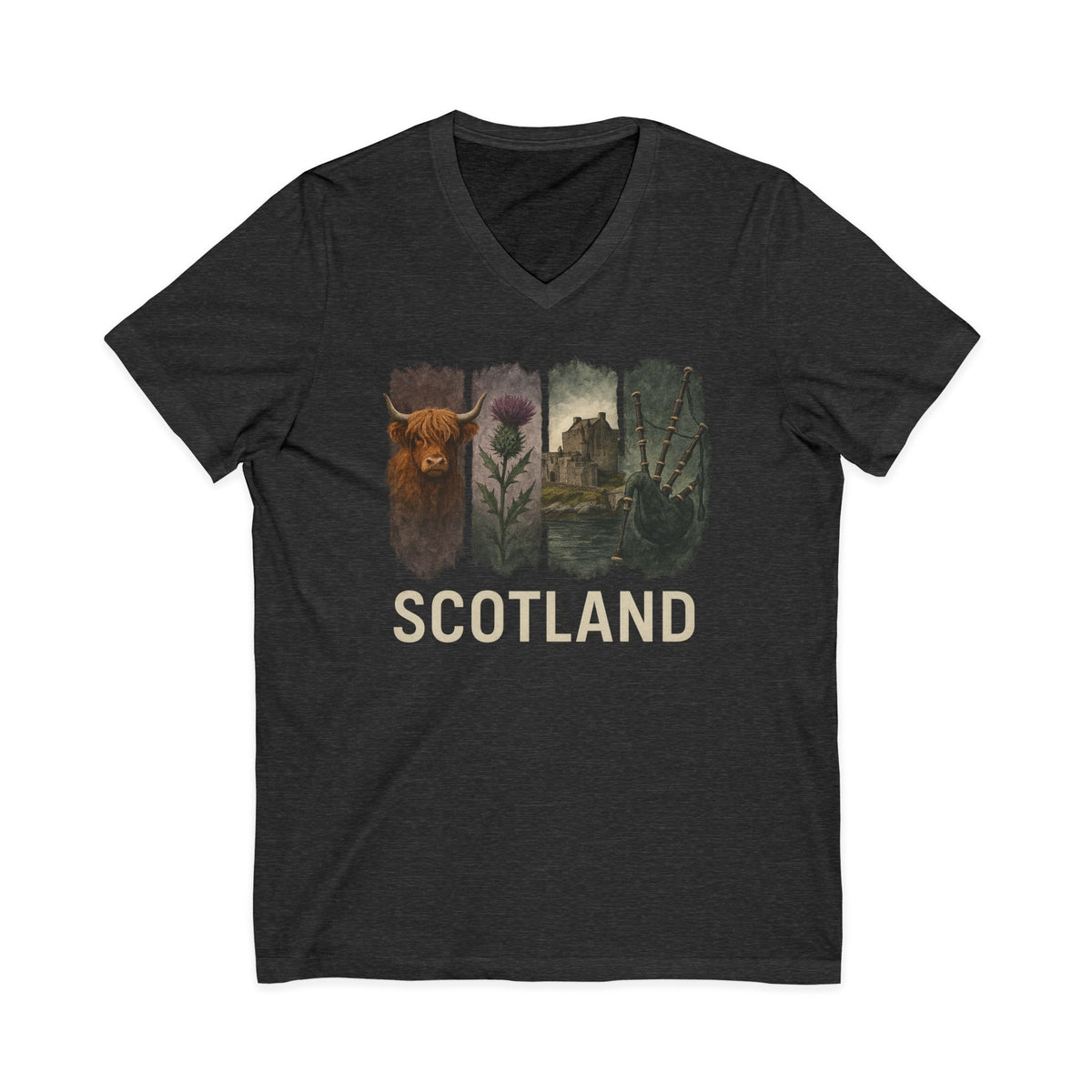 Scotland Brushstroke Watercolor V-Neck Shirt